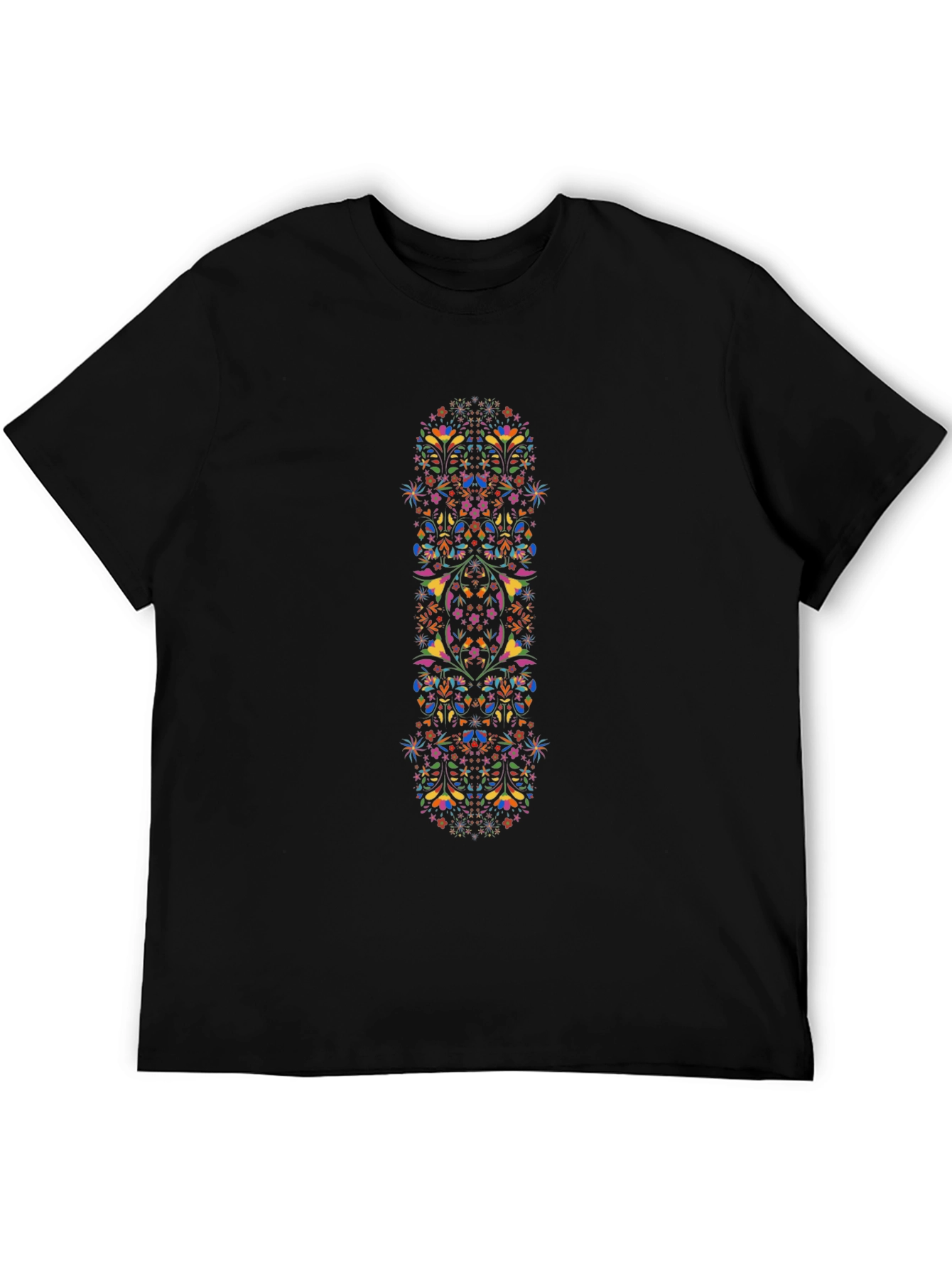 Boho Floral Print Black T-Shirt