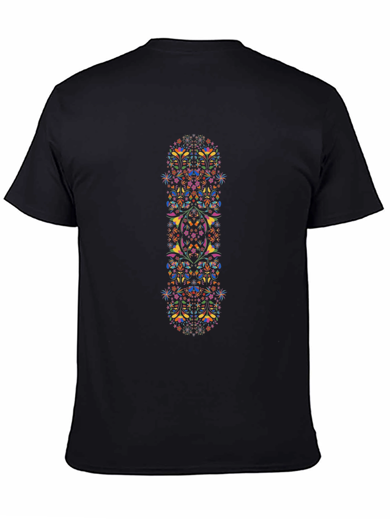 Boho Floral Print Black T-Shirt