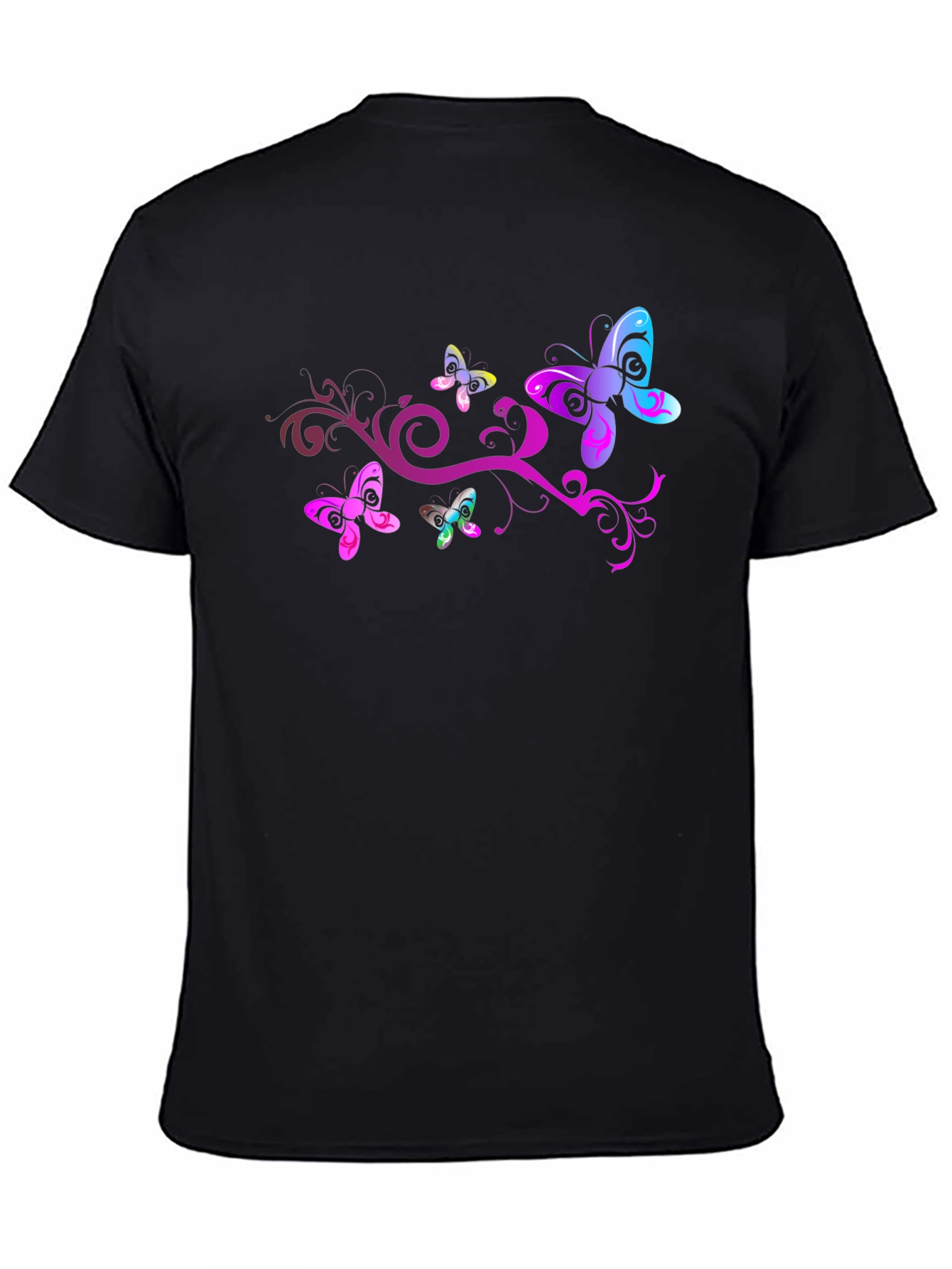 Butterfly Swirl Graphic Black T-Shirt