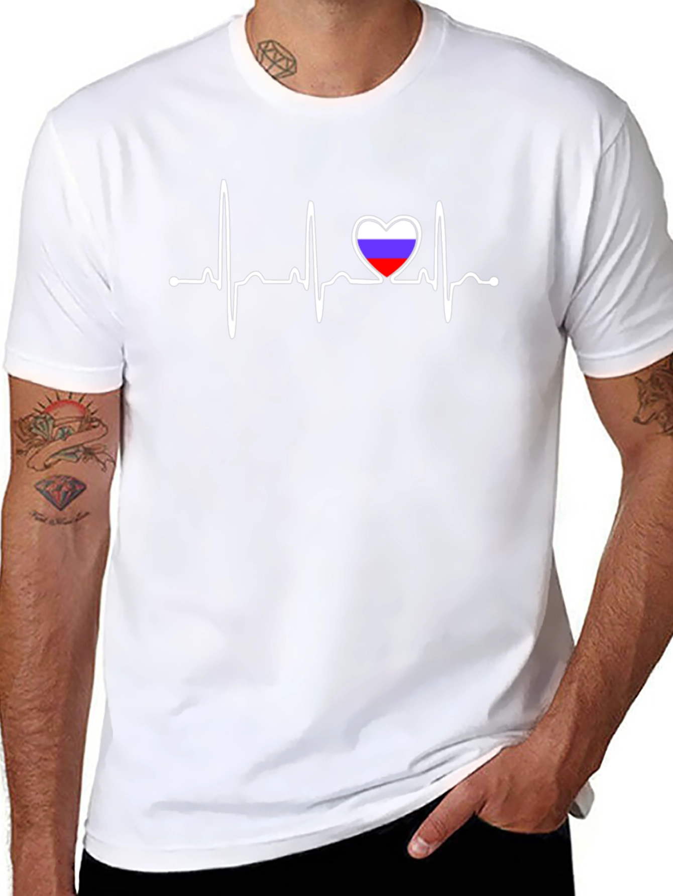 Heartbeat Russia Flag Graphic T-Shirt