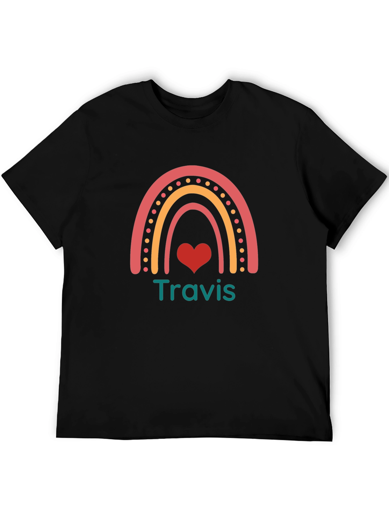 Personalized Rainbow Heart T-Shirt - Travis