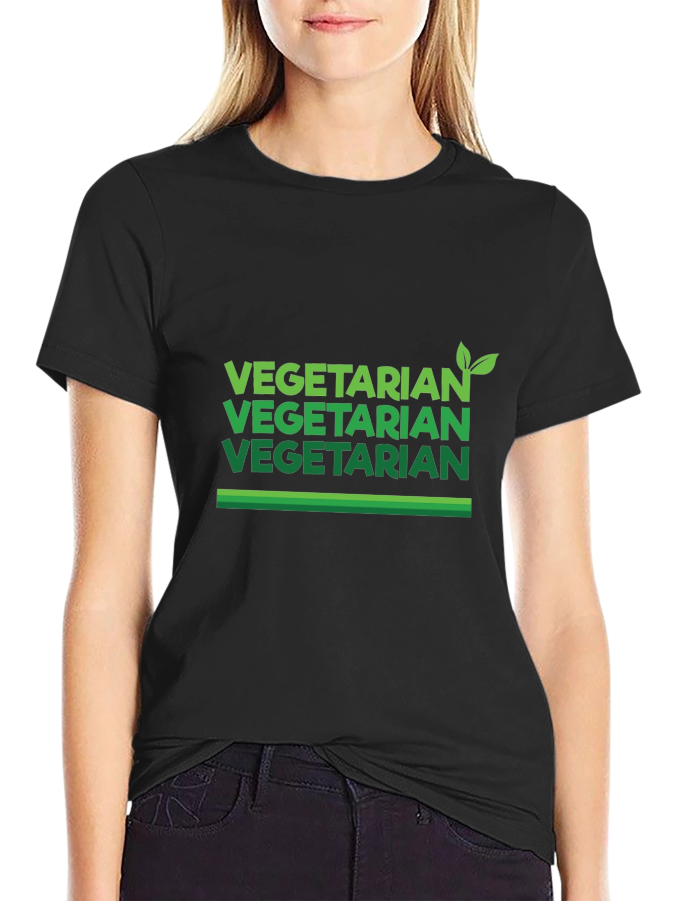 Vegetarian Graphic Tee - Black Casual Shirt