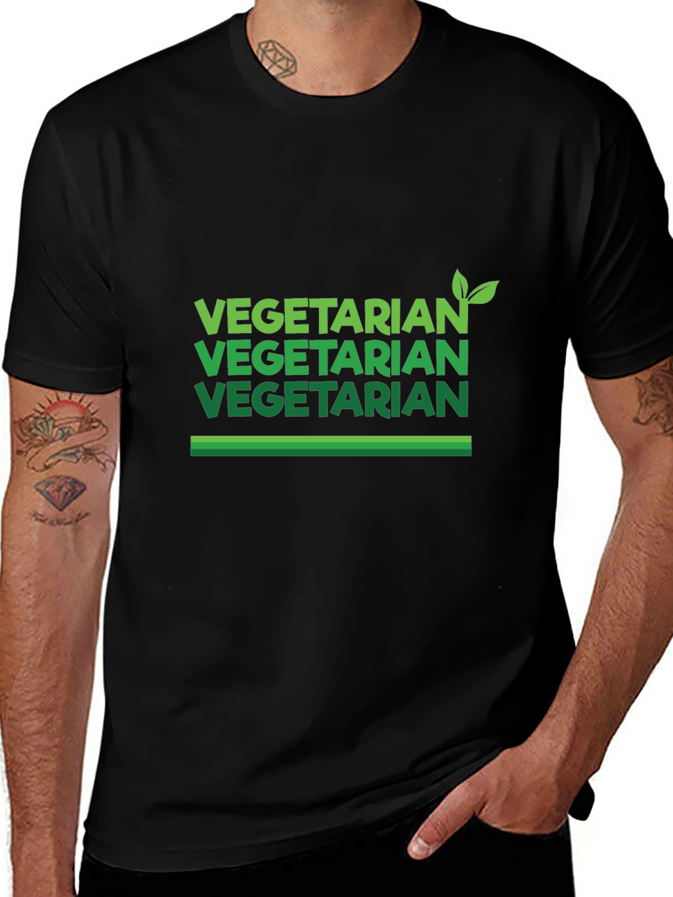 Vegetarian Graphic Tee - Black Casual Shirt