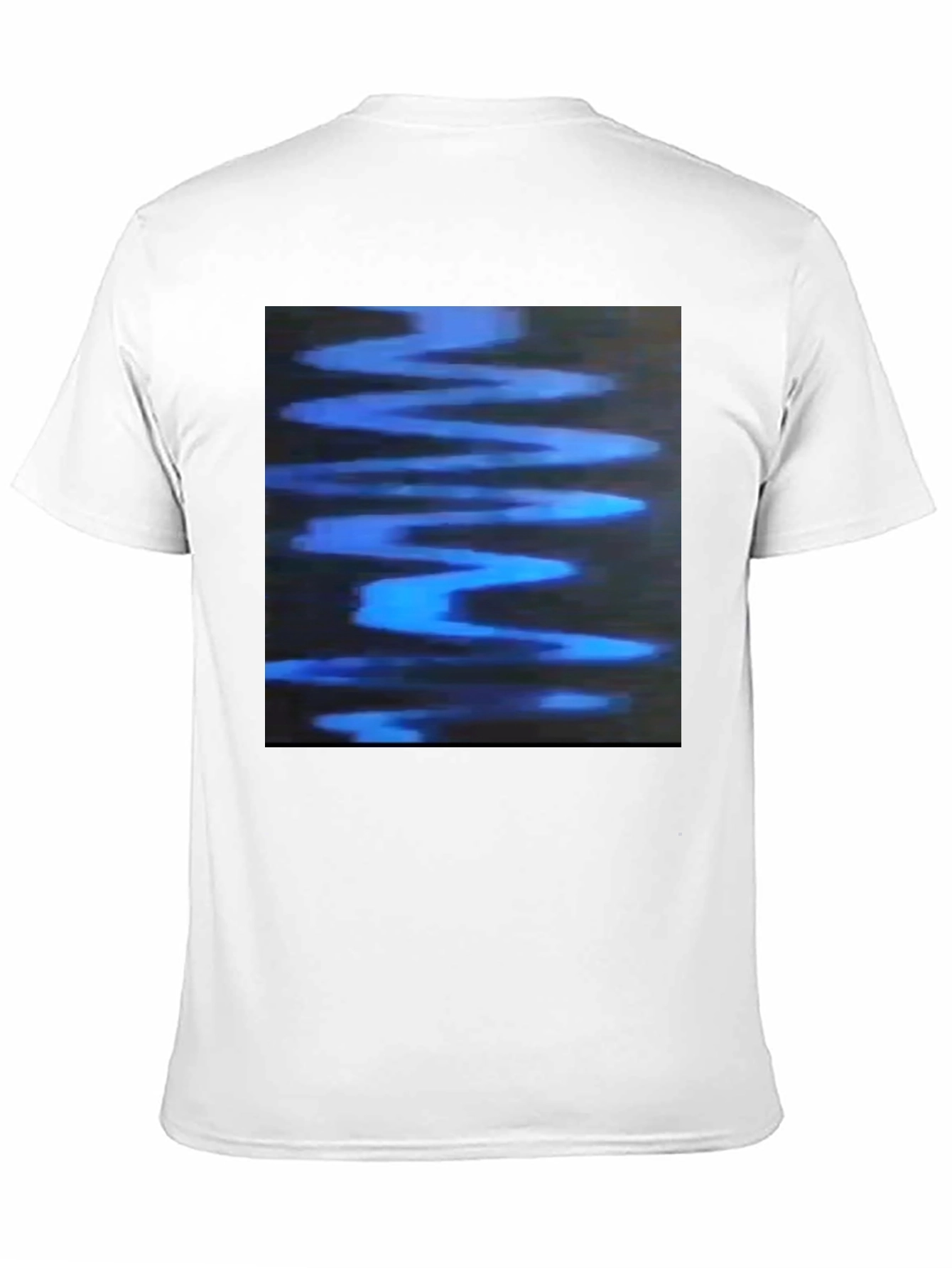 Abstract Blue Wave Graphic Black T-Shirt
