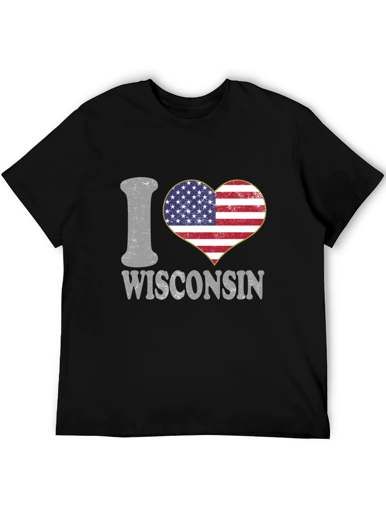I Heart Wisconsin American Flag Graphic Tee