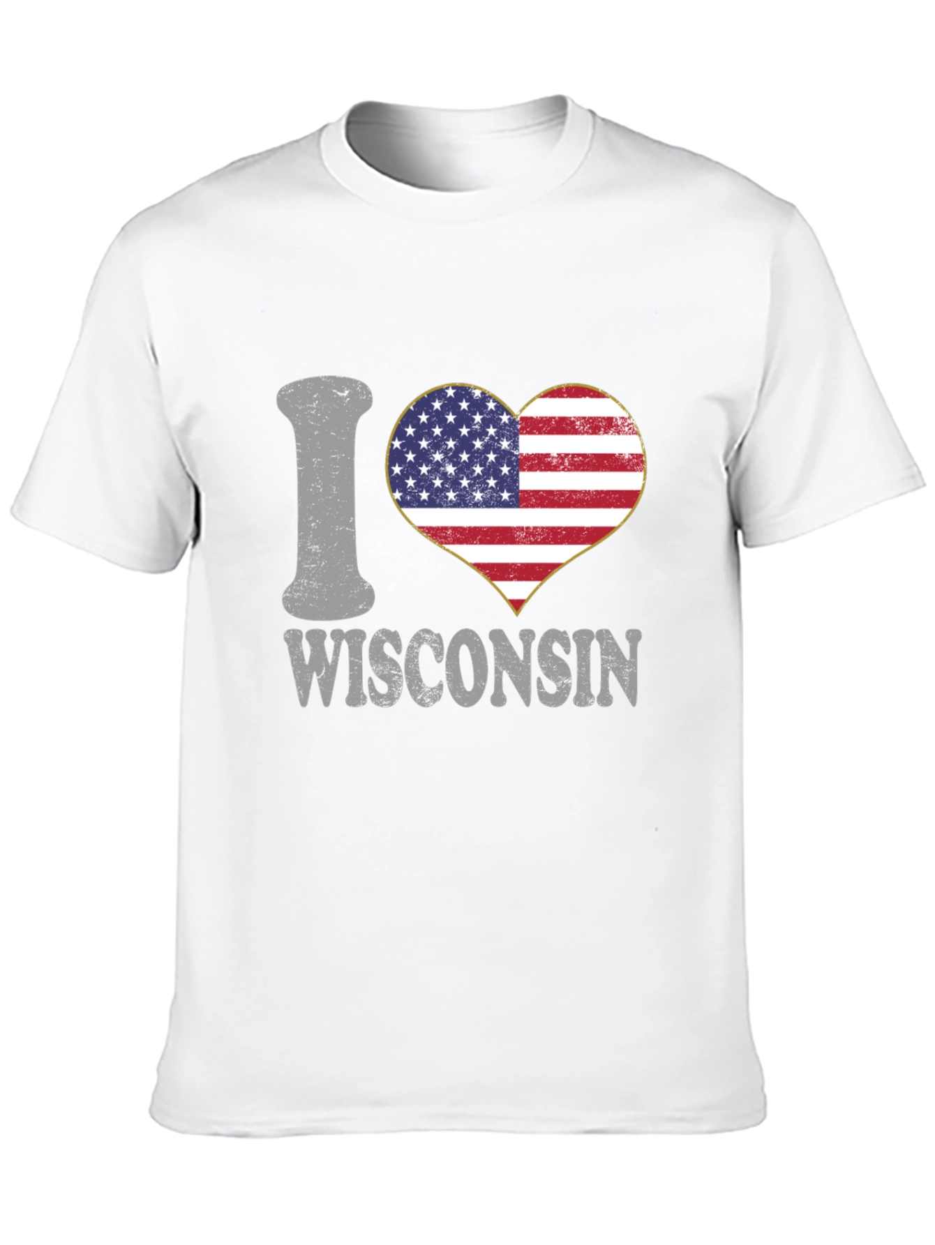 I Heart Wisconsin American Flag Graphic Tee