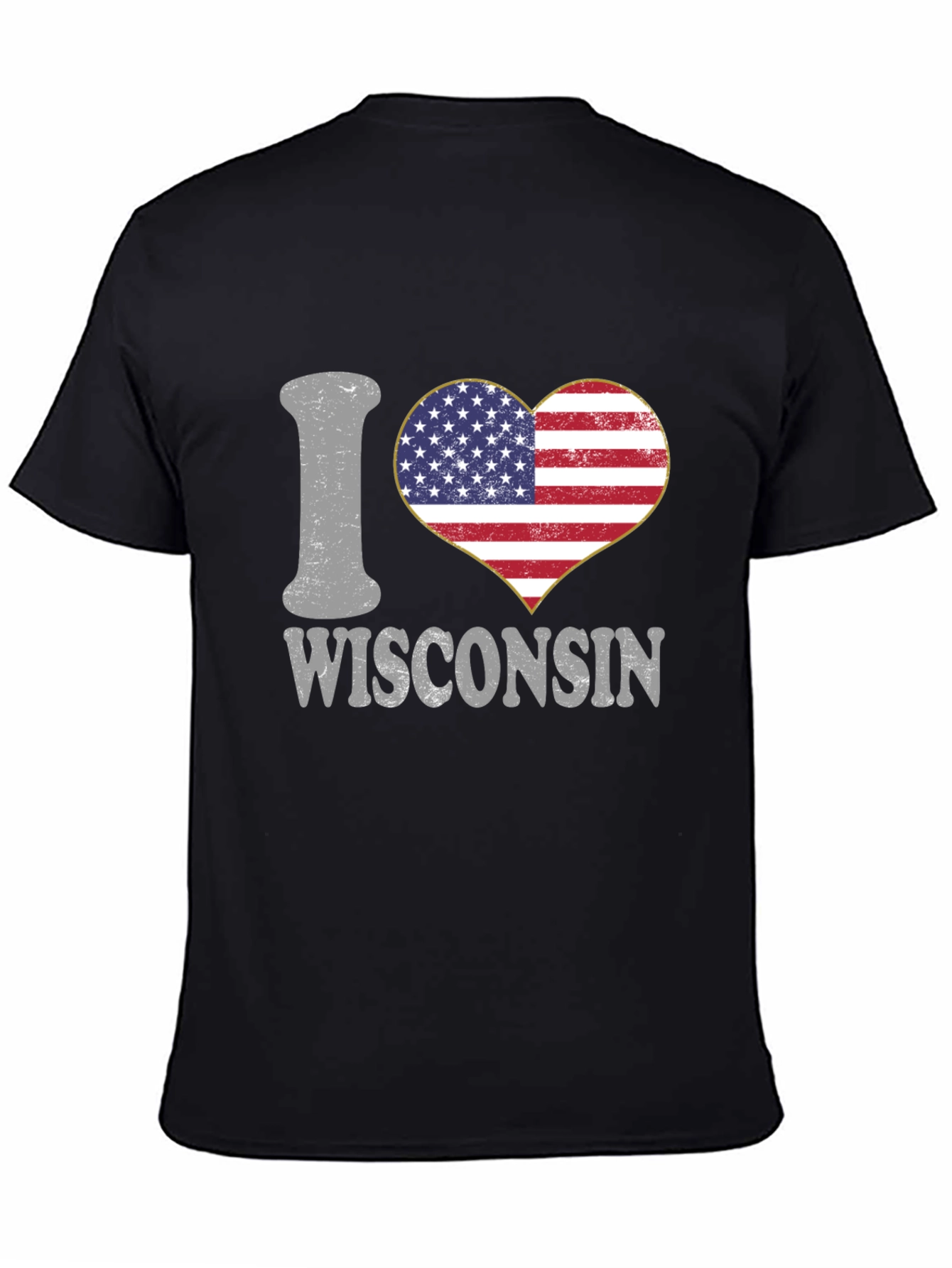 I Heart Wisconsin American Flag Graphic Tee
