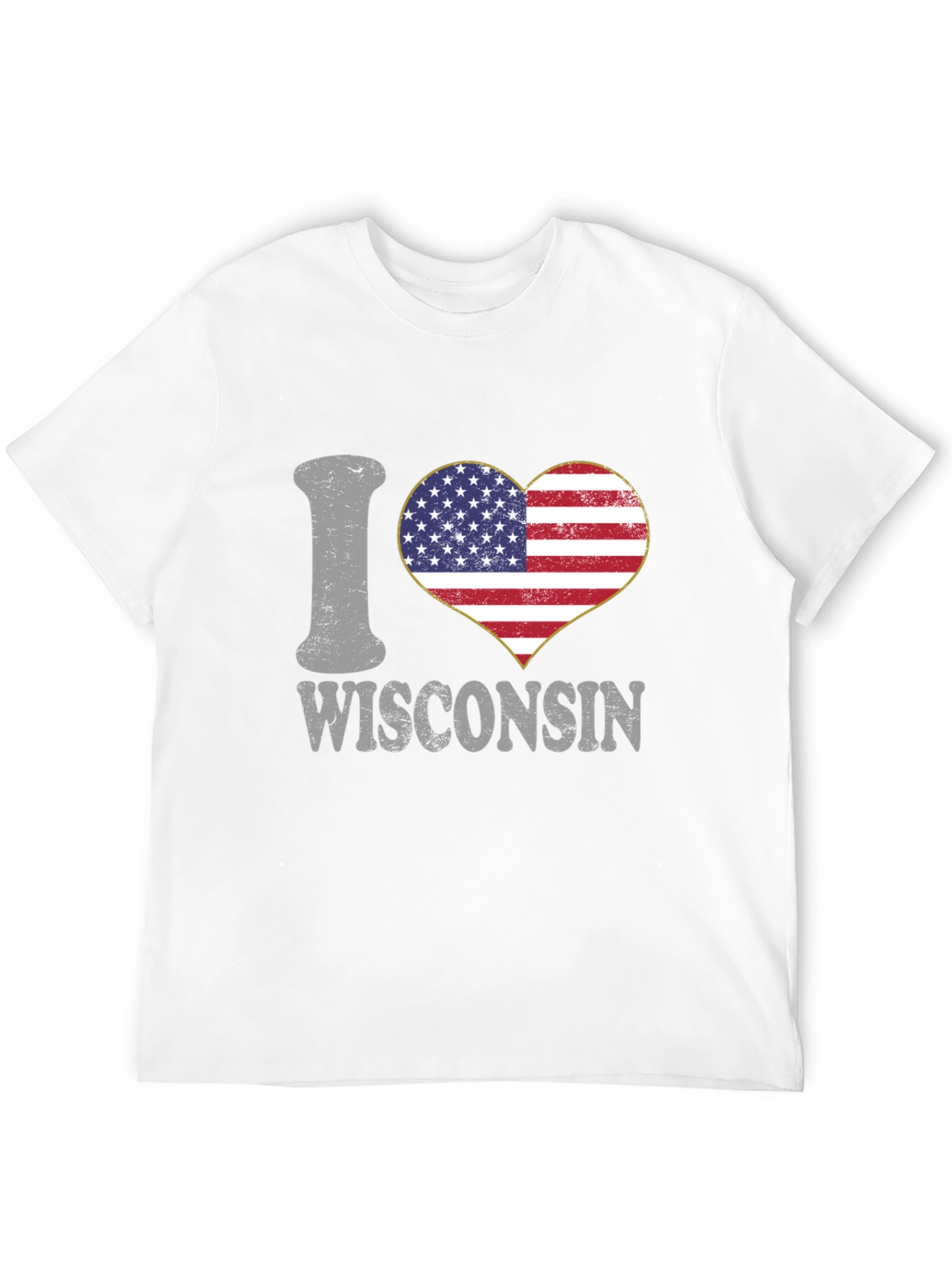 I Heart Wisconsin American Flag Graphic Tee