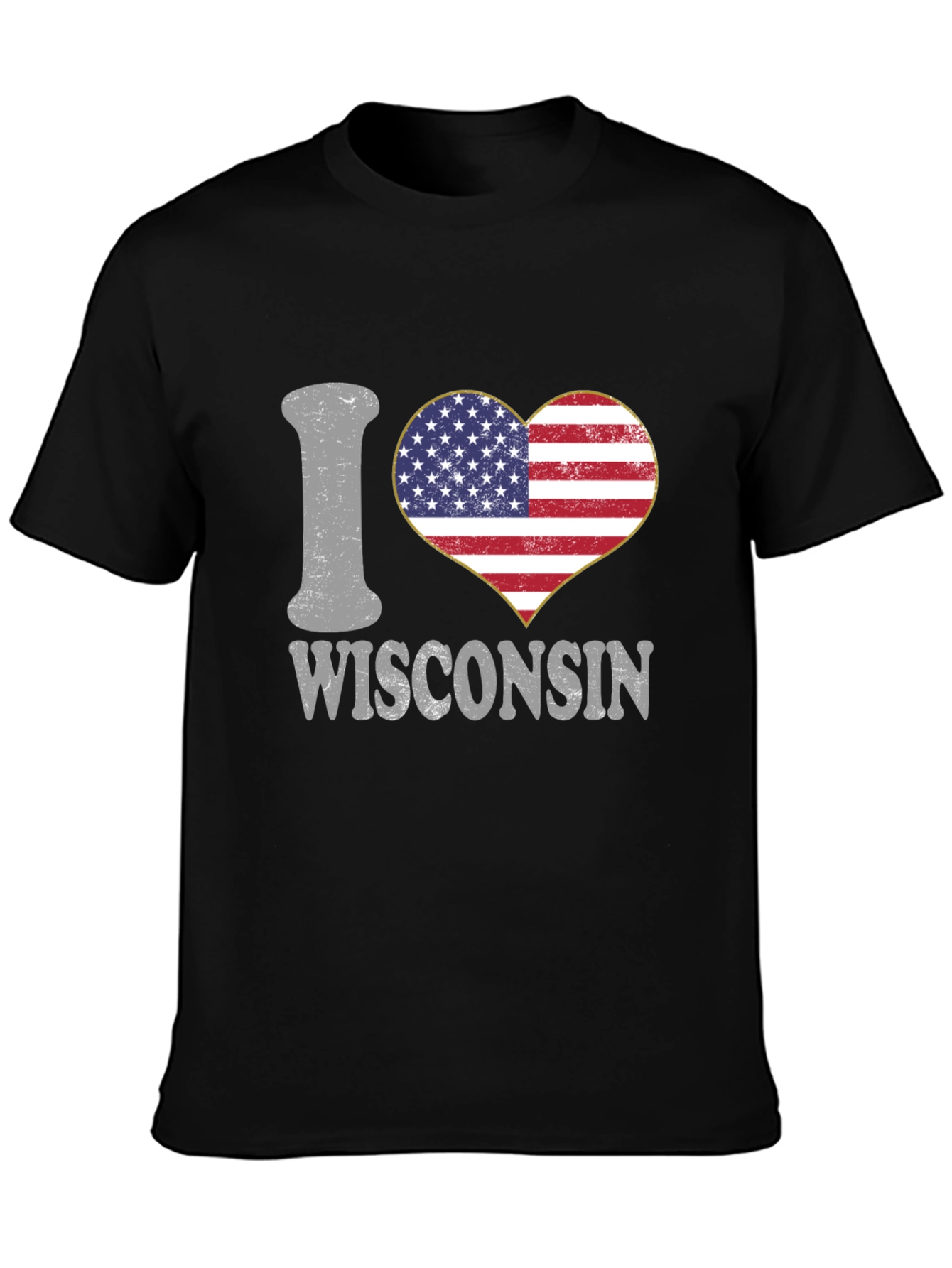 I Heart Wisconsin American Flag Graphic Tee