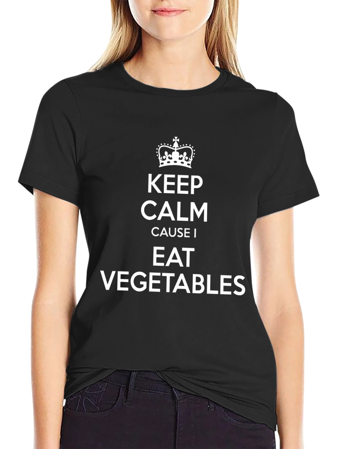 Keep Calm Eat Vegetables Black T-Shirt