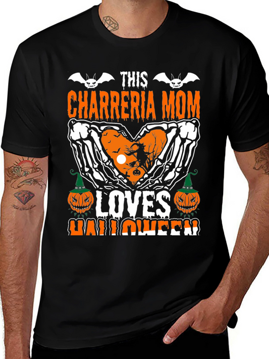Chareria Mom Halloween T-Shirt Skeleton Hands & Pumpkins Design