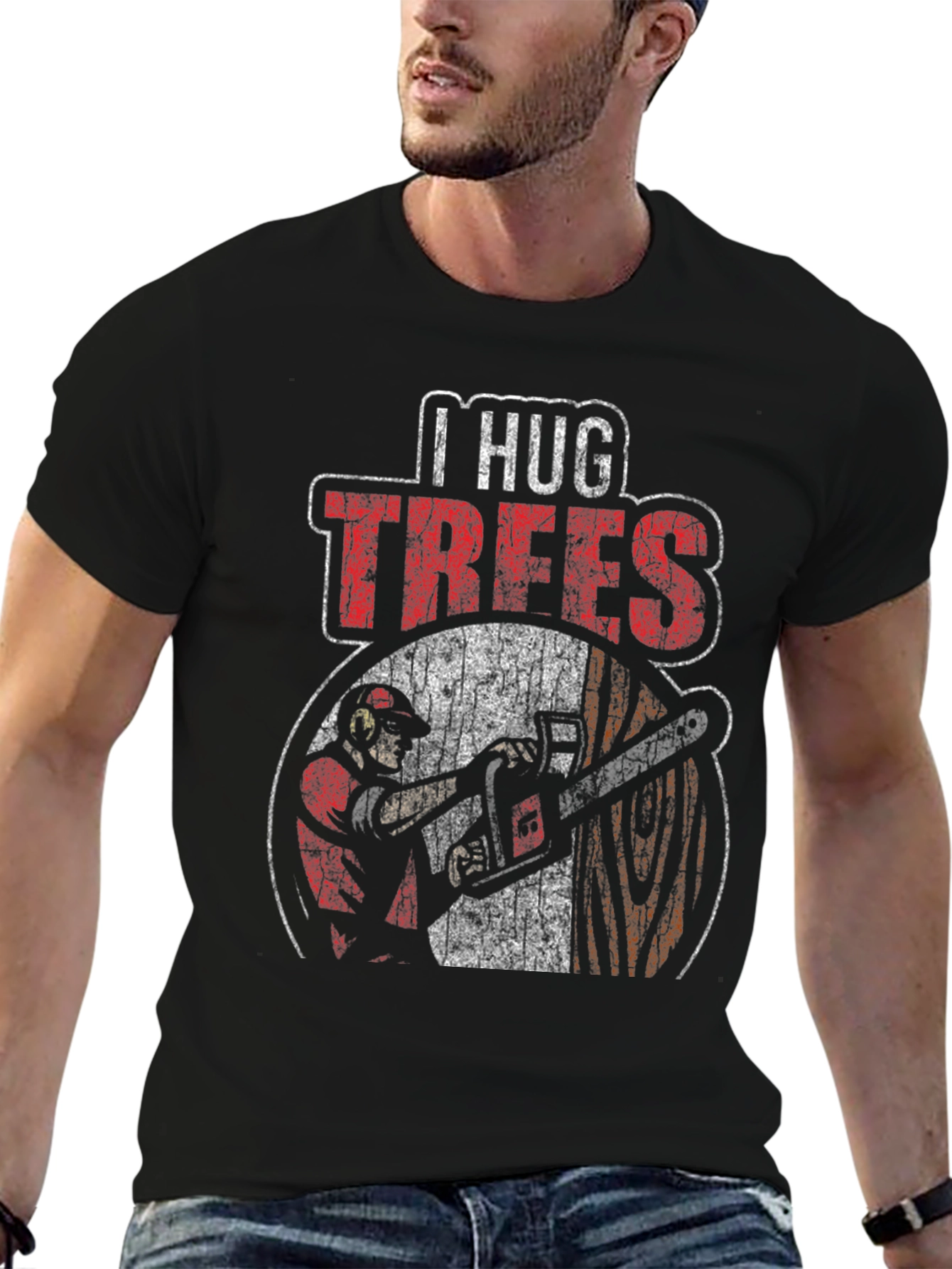 I Hug Trees Graphic Tee - Lumberjack Style
