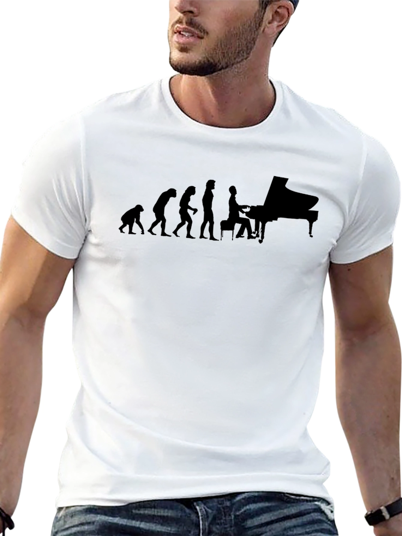 Evolution of Piano Player T-Shirt - Black