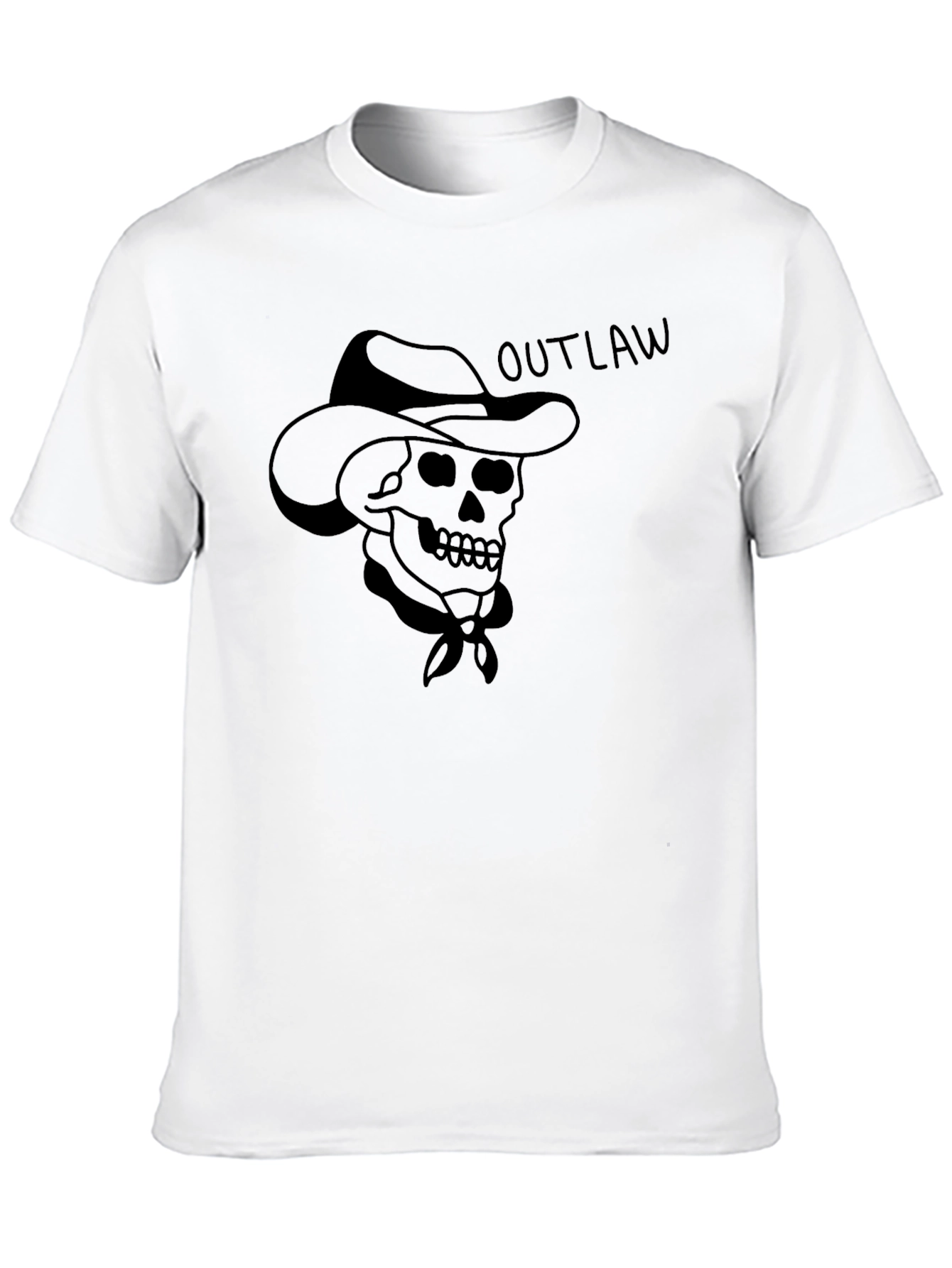 Outlaw Skull Graphic T-Shirt - Mens Black Cotton Tee