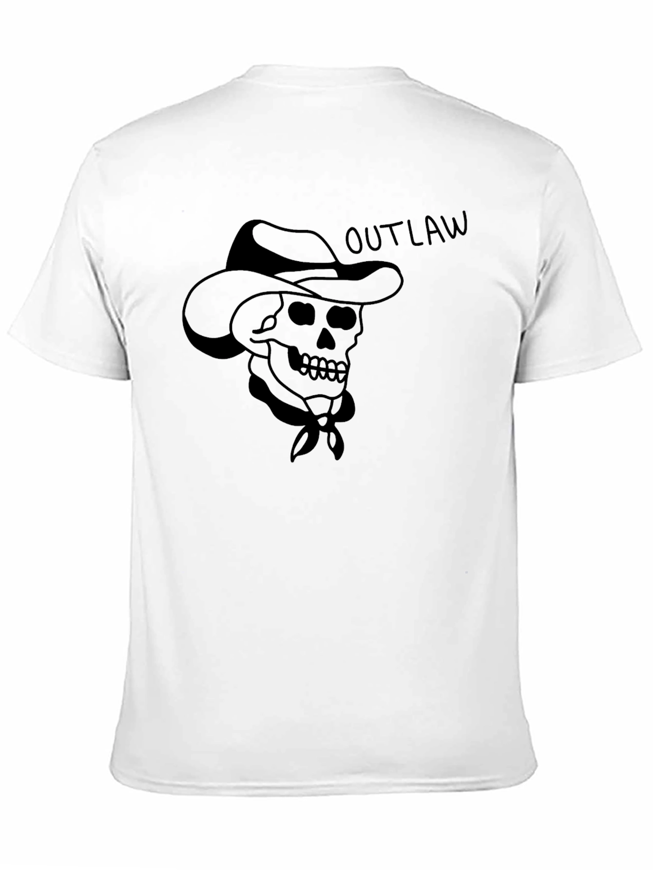 Outlaw Skull Graphic T-Shirt - Mens Black Cotton Tee