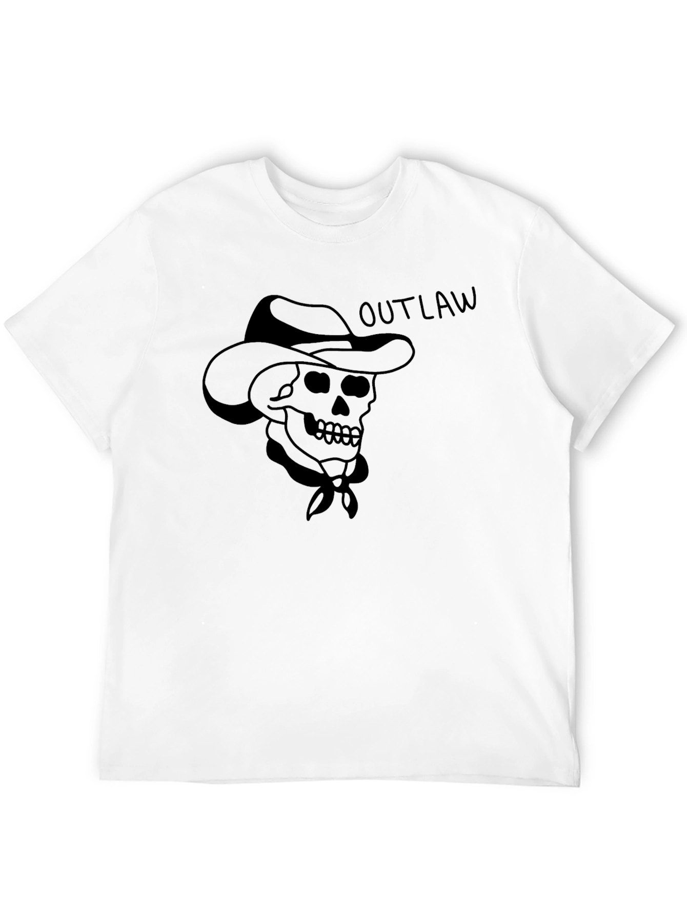 Outlaw Skull Graphic T-Shirt - Mens Black Cotton Tee