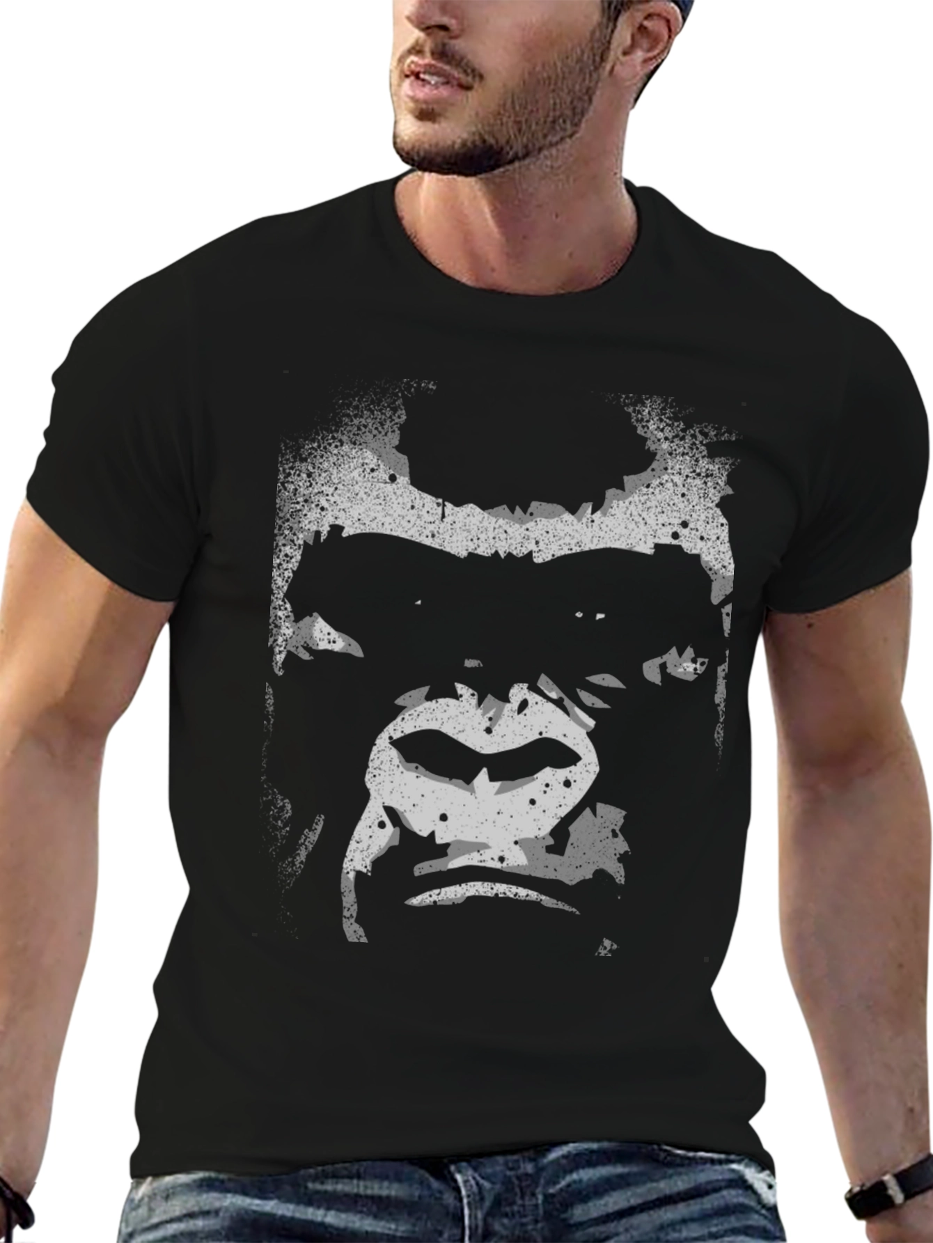 Graphic Gorilla Face Black T-Shirt