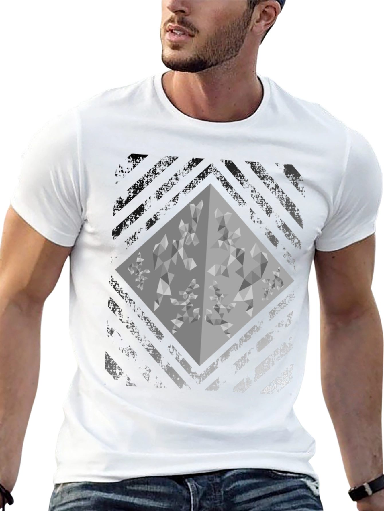 Abstract Geometric Diamond Graphic Mens Tee