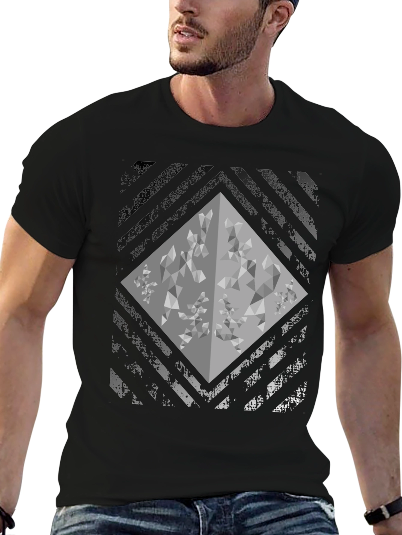 Abstract Geometric Diamond Graphic Mens Tee
