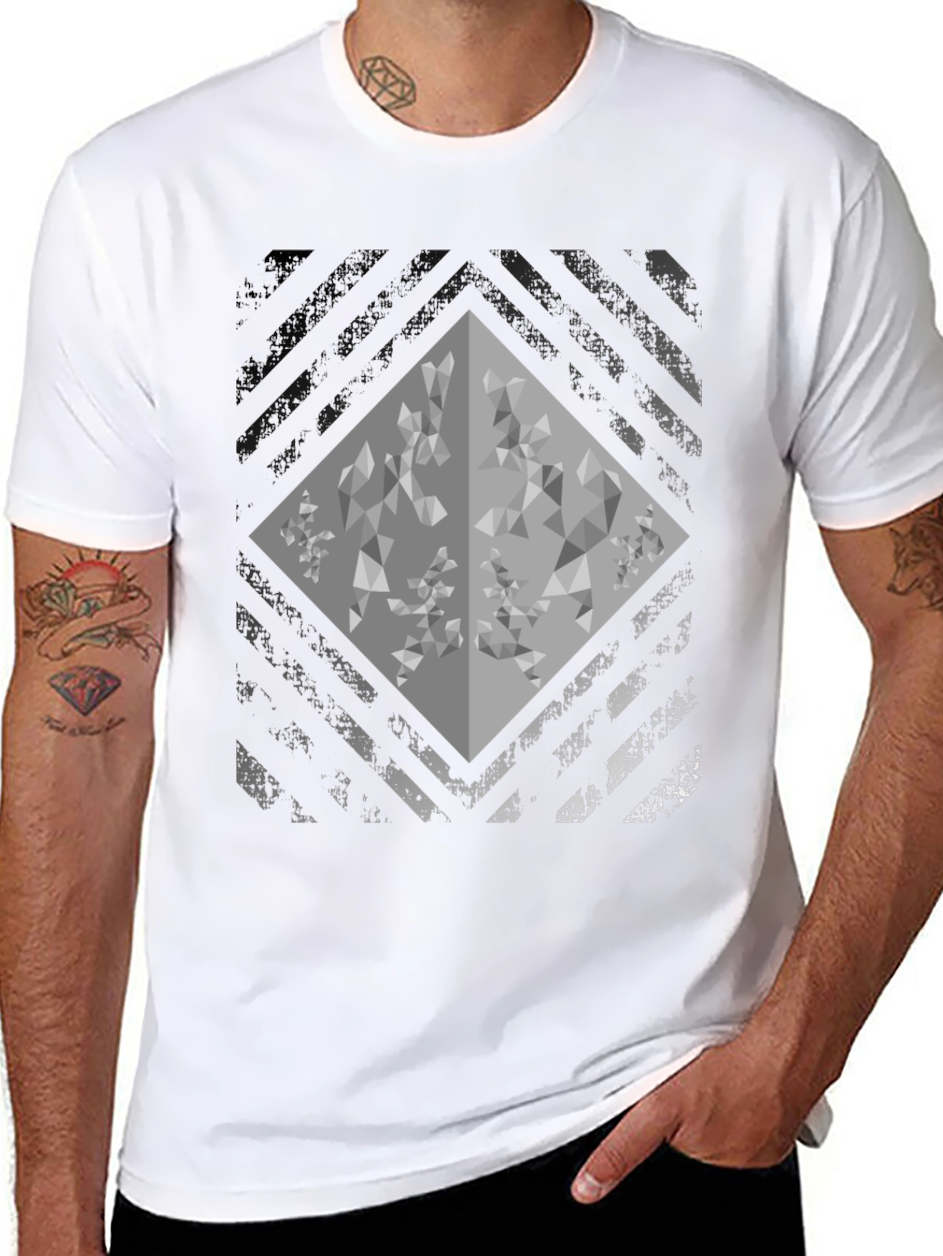 Abstract Geometric Diamond Graphic Mens Tee