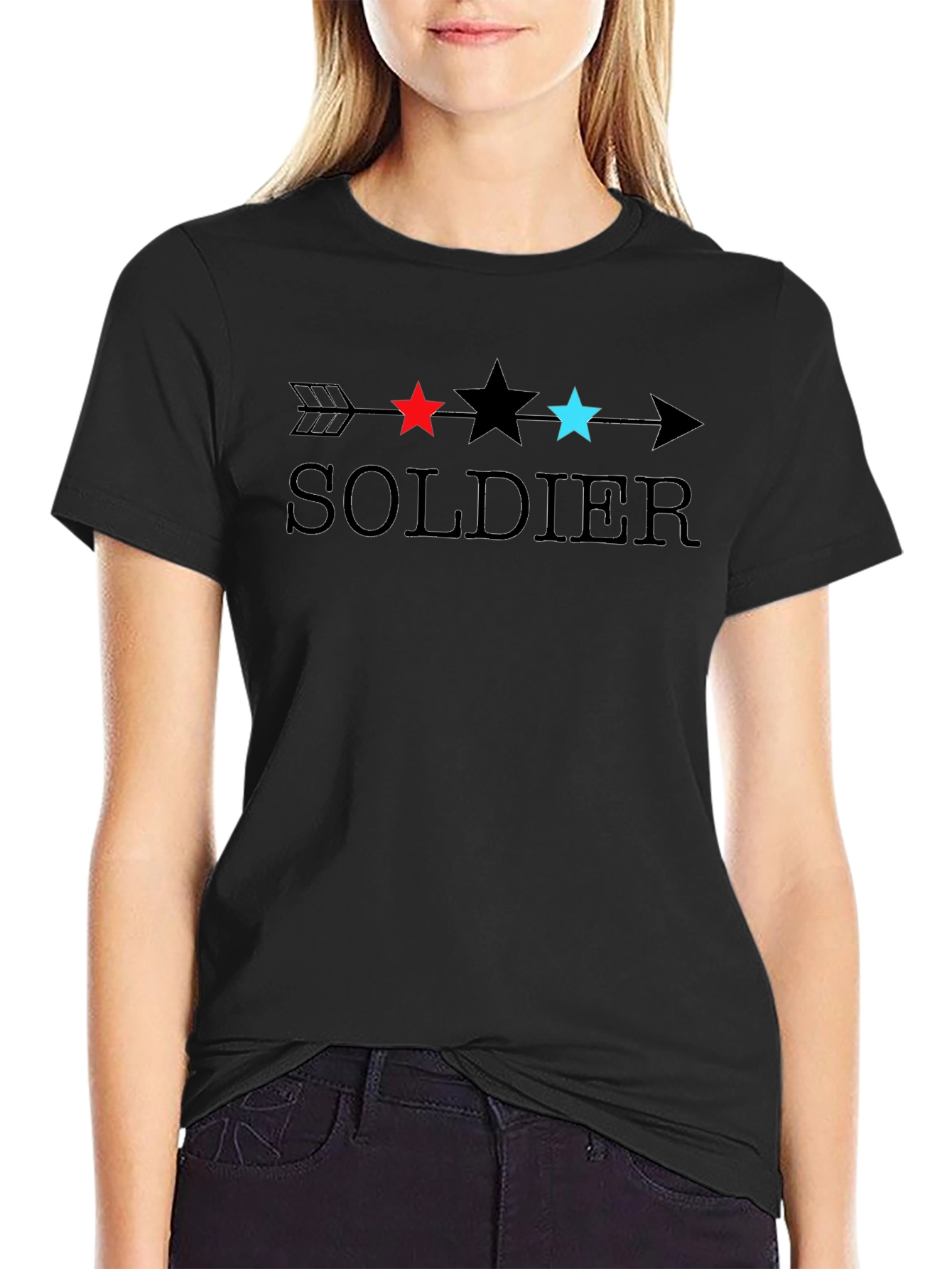 Soldier Arrow Star Graphic Black T-Shirt