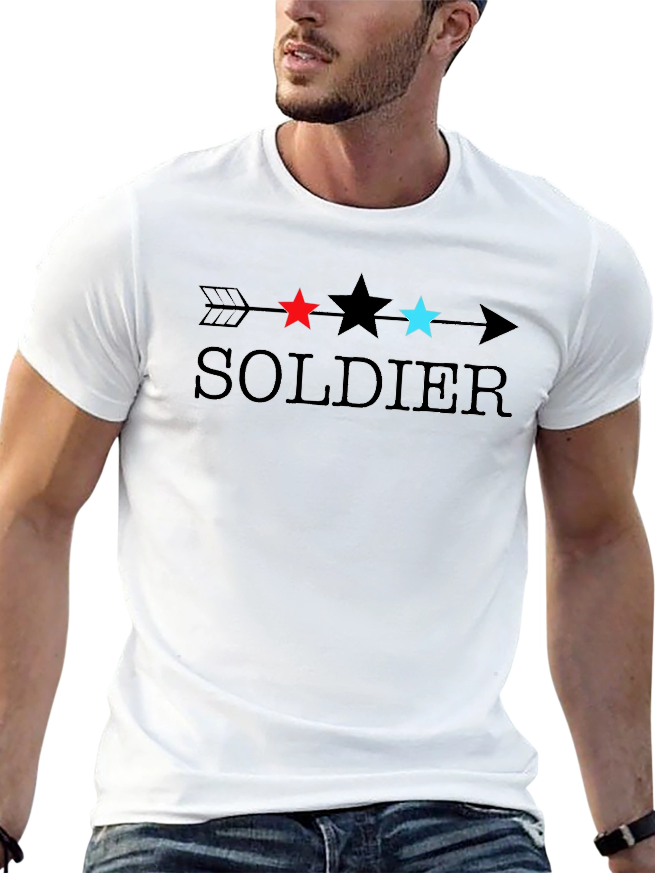 Soldier Arrow Star Graphic Black T-Shirt