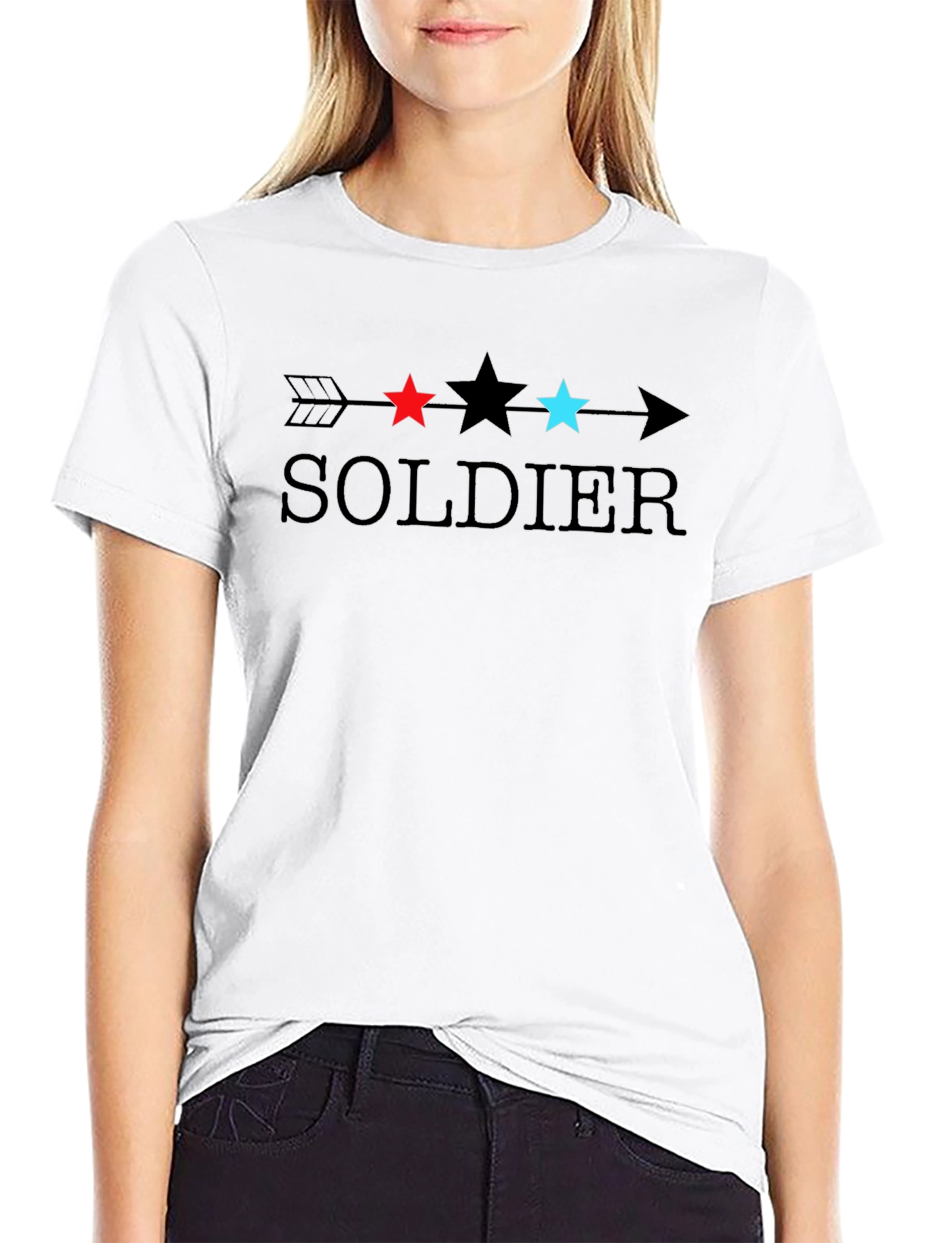 Soldier Arrow Star Graphic Black T-Shirt