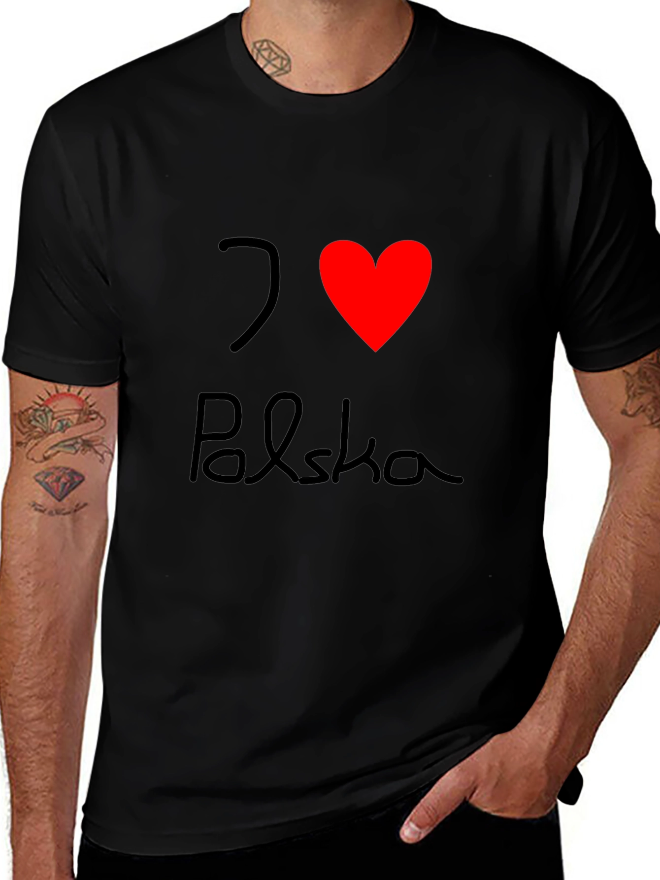 I Love Polska Black T-Shirt