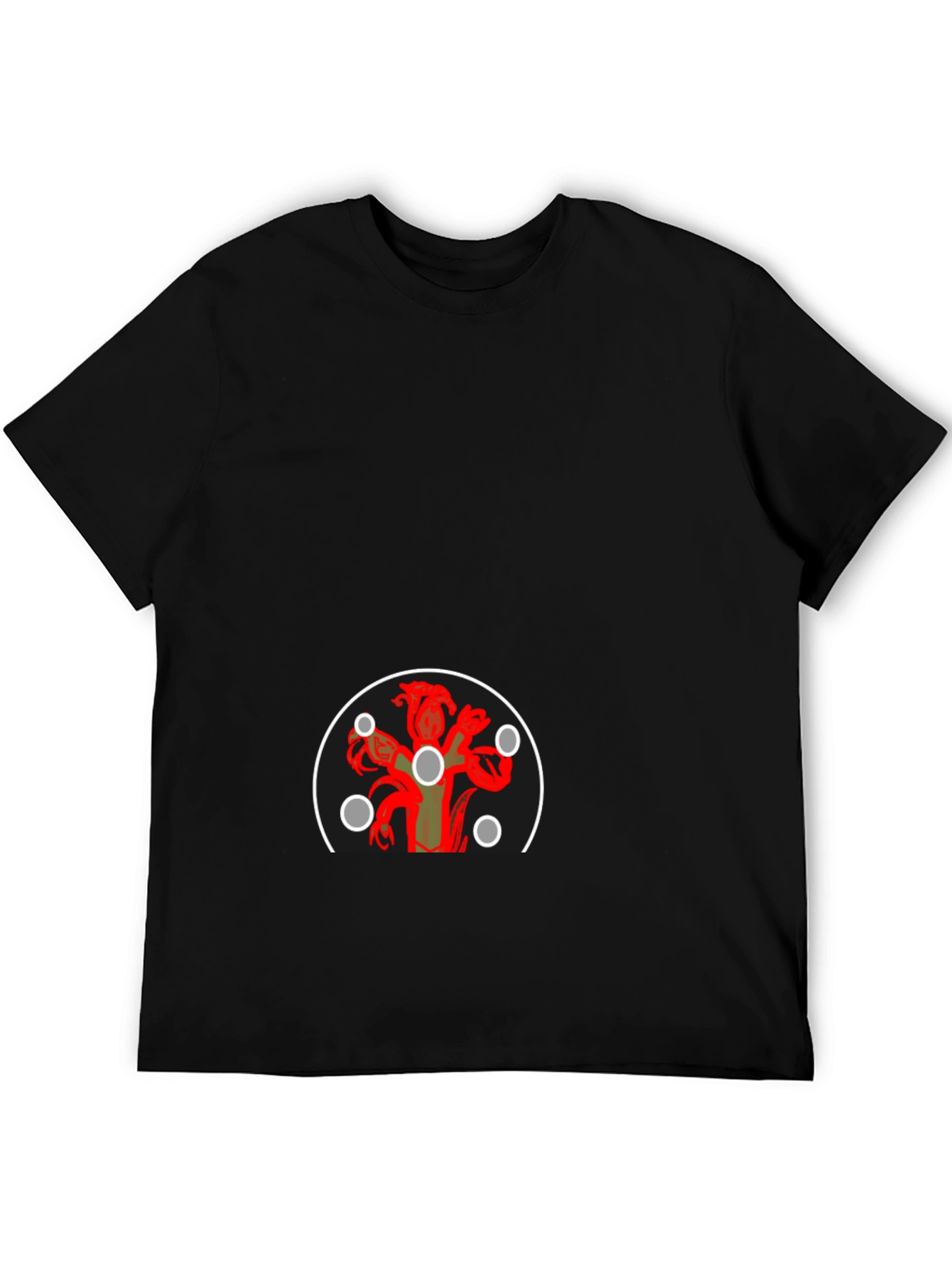 Graphic Print Tee - Hydra Design Black T-Shirt