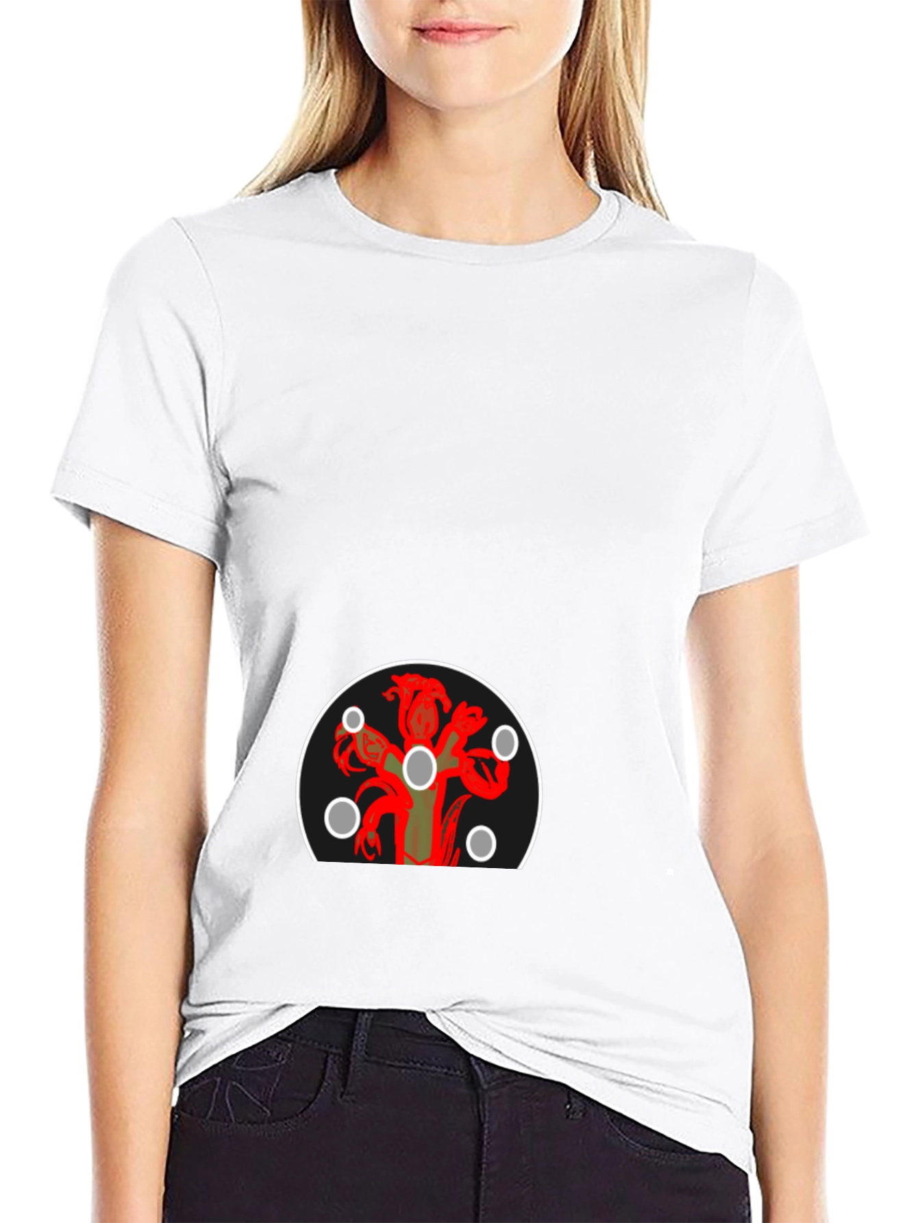 Graphic Print Tee - Hydra Design Black T-Shirt