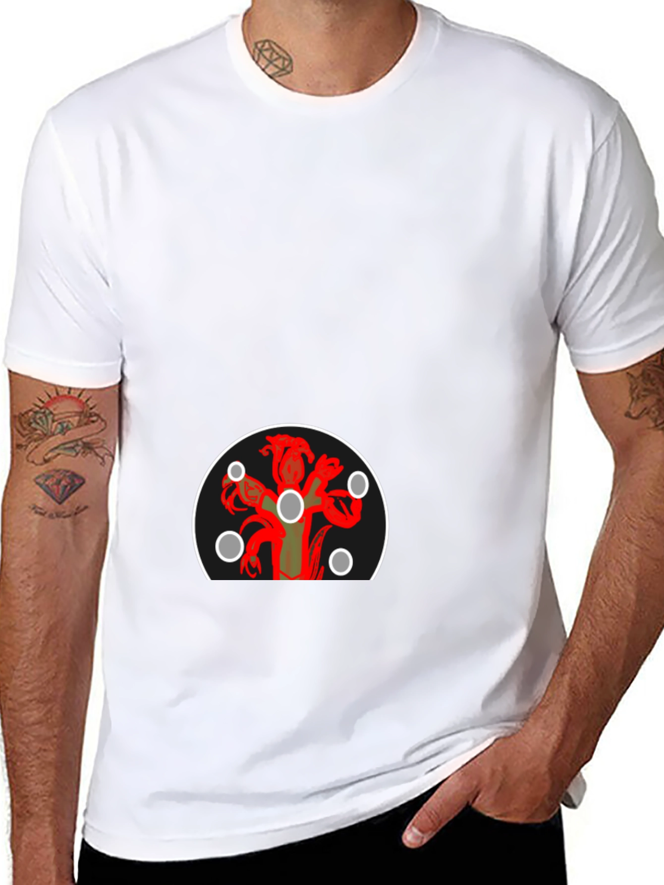 Graphic Print Tee - Hydra Design Black T-Shirt