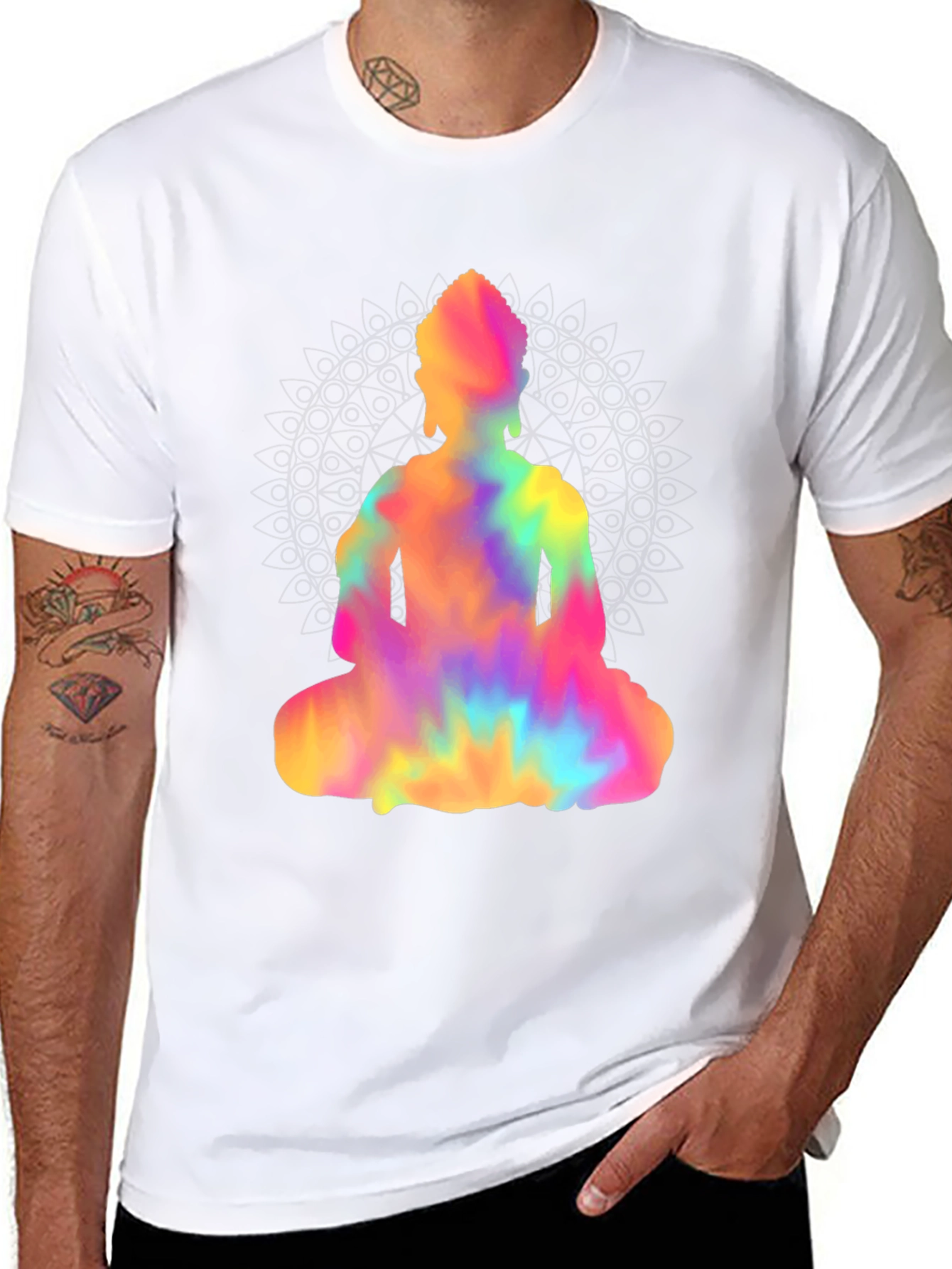 Tie-Dye Buddha Graphic Tee - Mens Black T-Shirt