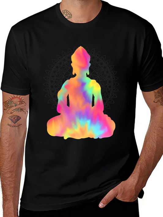 Tie-Dye Buddha Graphic Tee - Mens Black T-Shirt