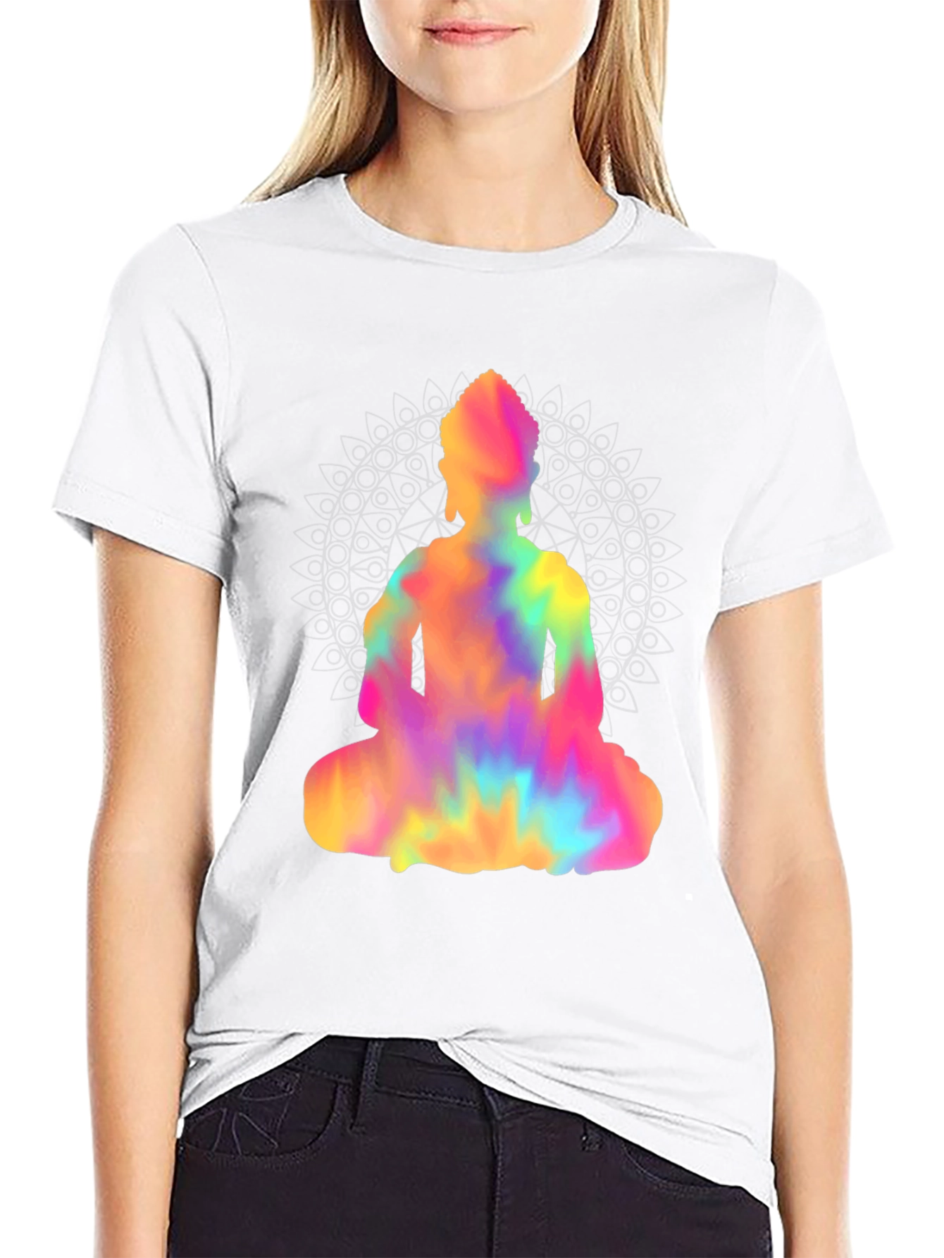 Tie-Dye Buddha Graphic Tee - Mens Black T-Shirt