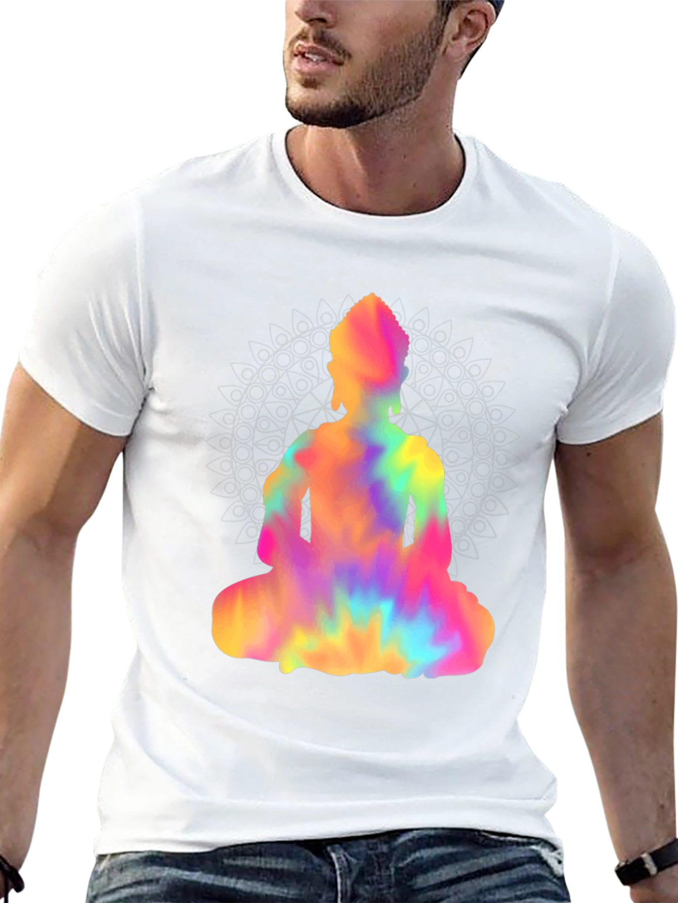 Tie-Dye Buddha Graphic Tee - Mens Black T-Shirt