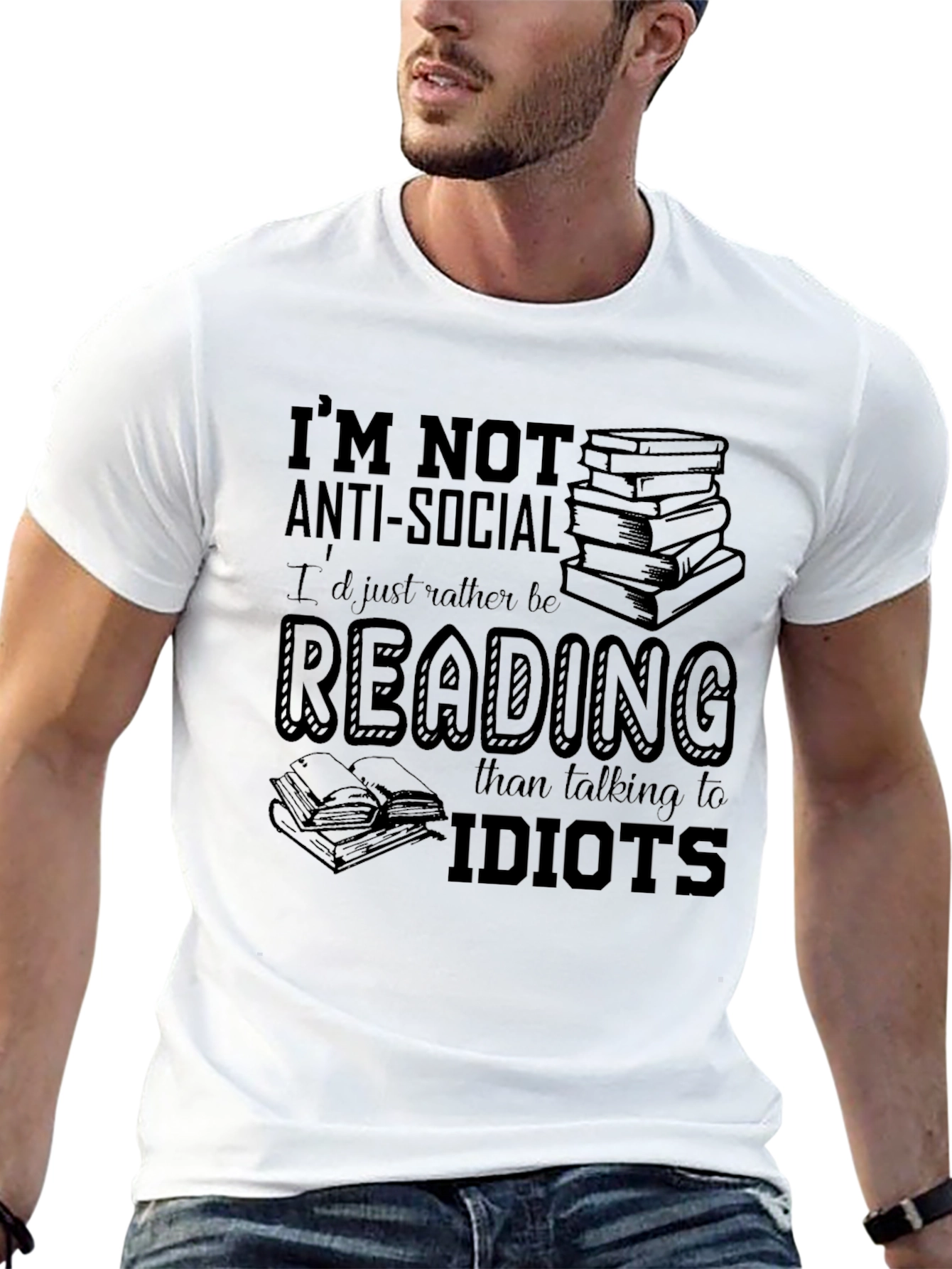 Reading Lover Black T-Shirt - Anti-Social Bookworm Tee
