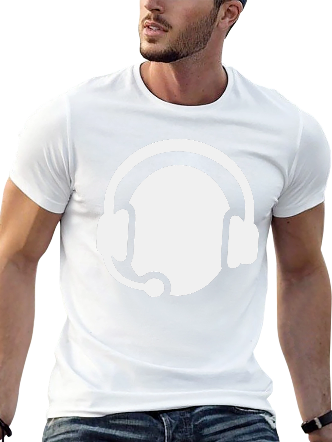 Gamer Headset Graphic Tee - Black Cotton Blend