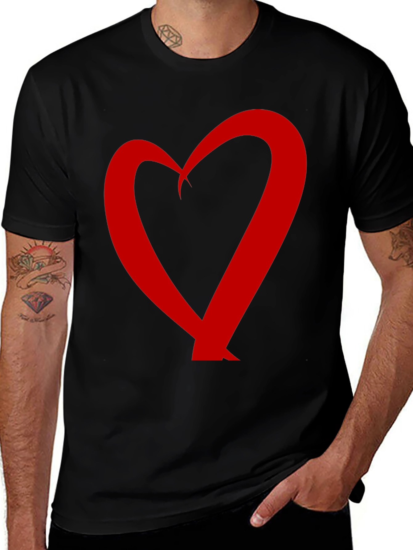 Heart Graphic Black T-Shirt