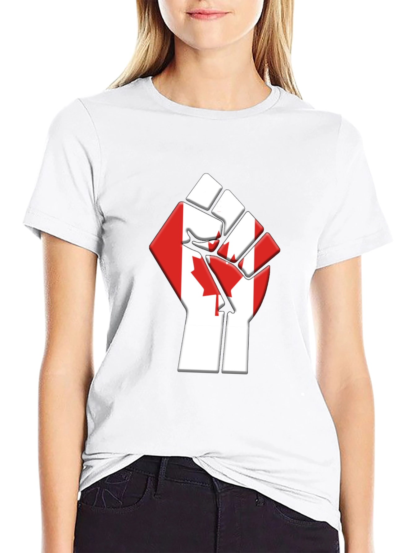 Canadian Flag Fist T-Shirt - Black