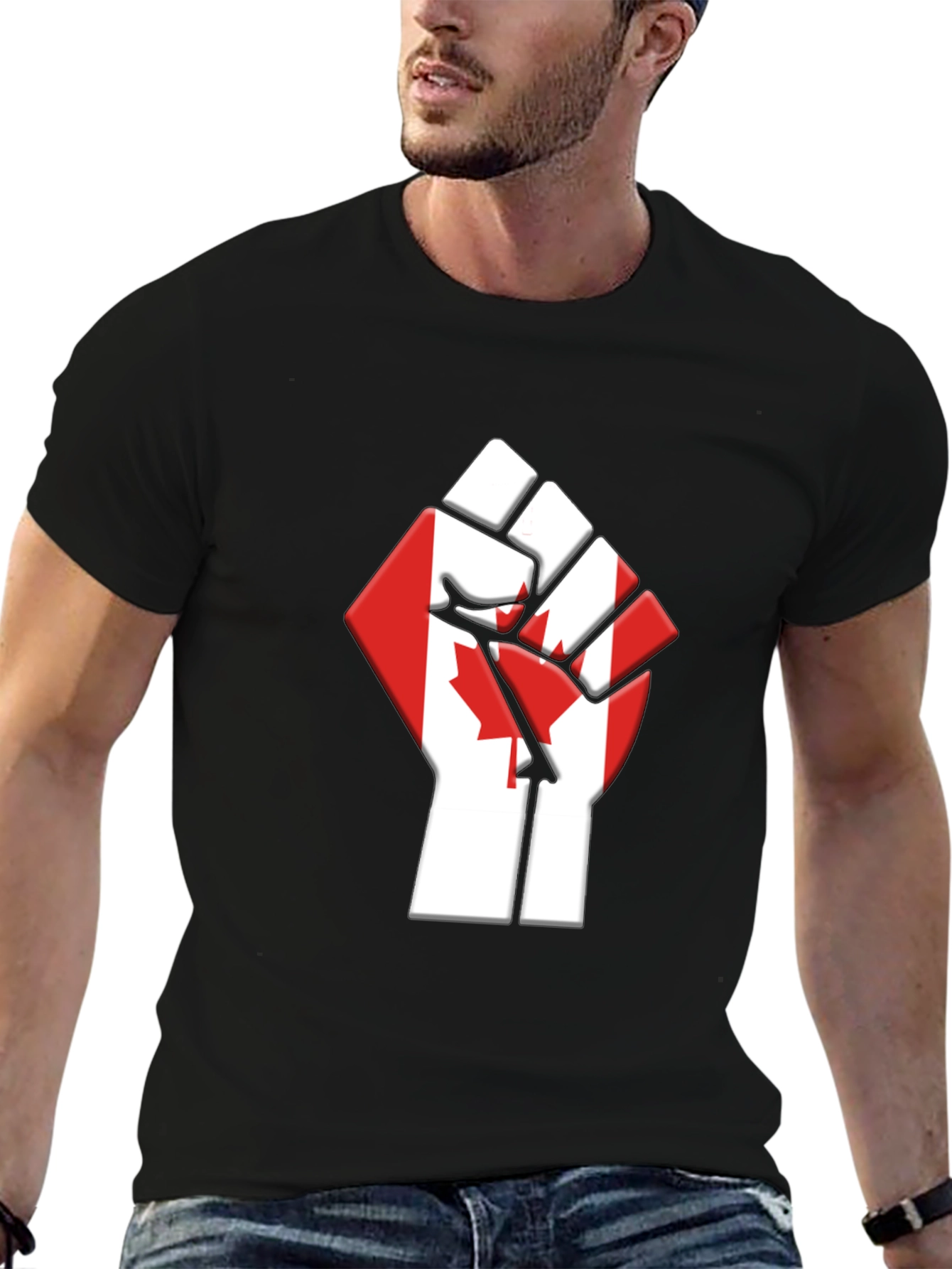 Canadian Flag Fist T-Shirt - Black