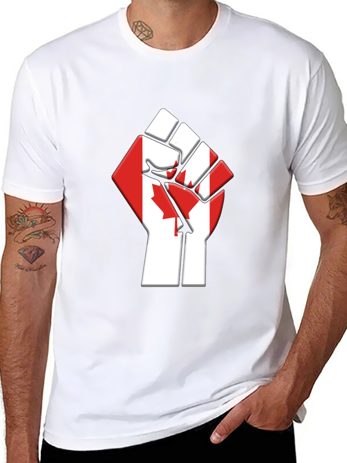Canadian Flag Fist T-Shirt - Black