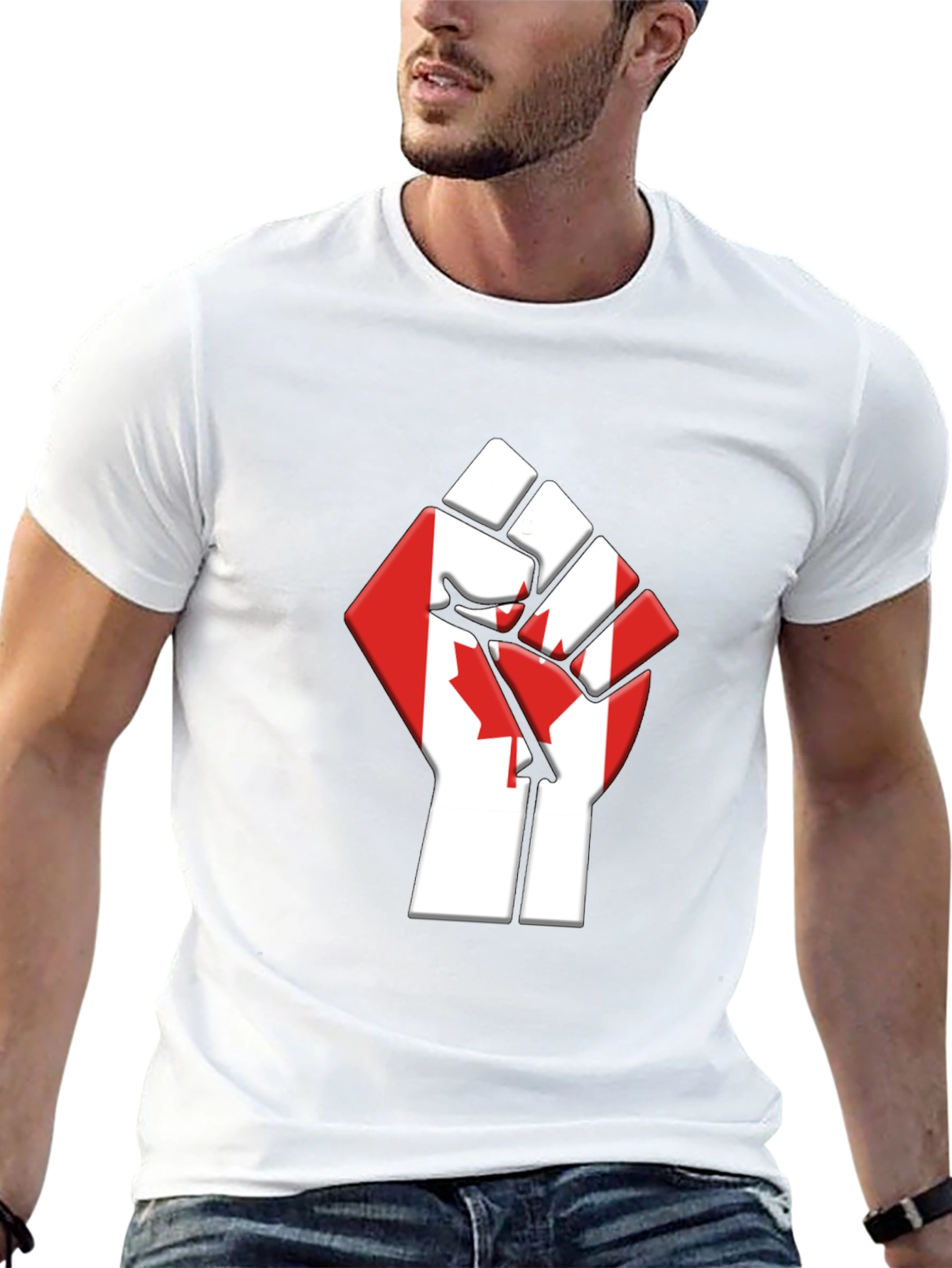 Canadian Flag Fist T-Shirt - Black