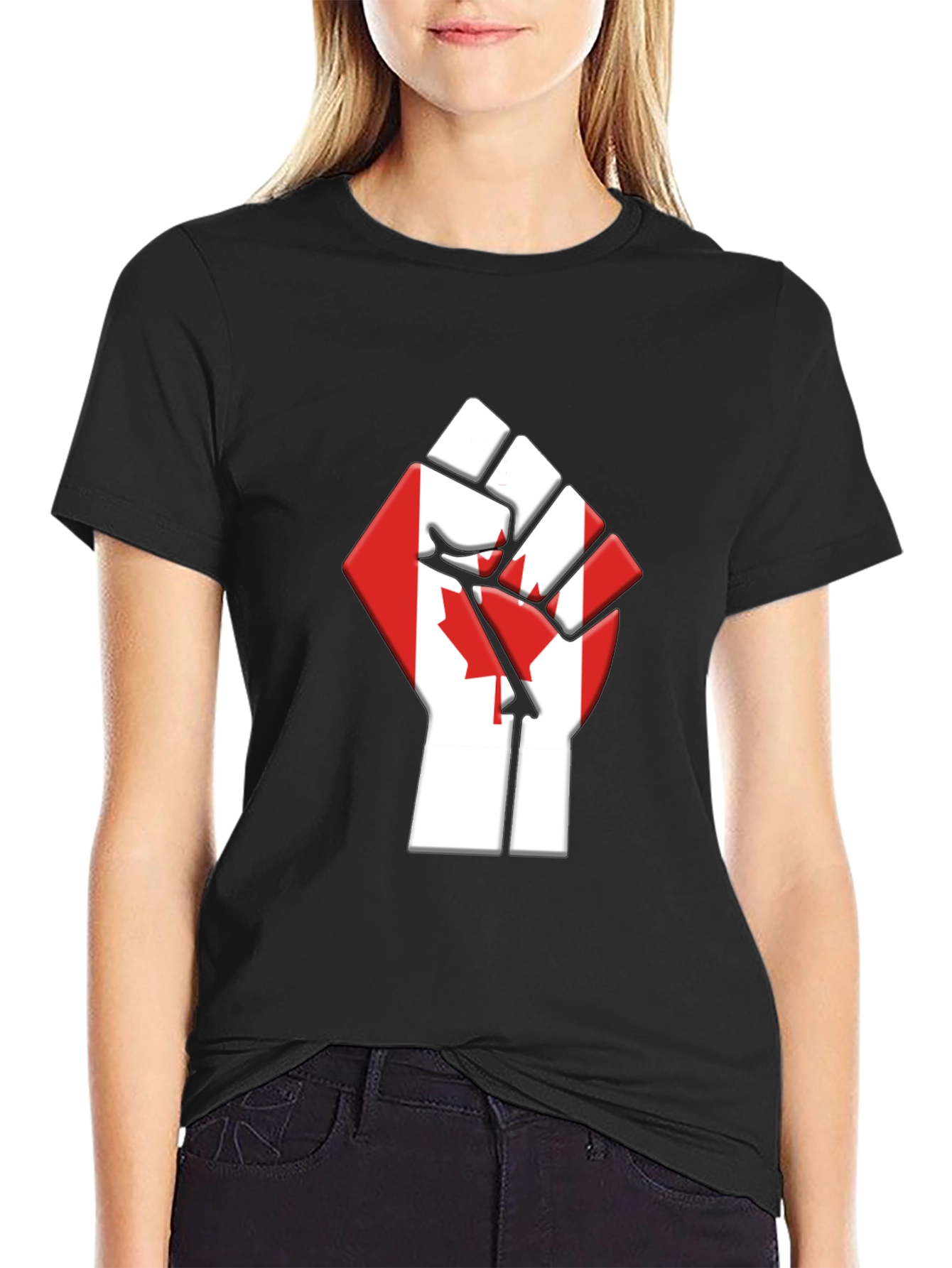 Canadian Flag Fist T-Shirt - Black
