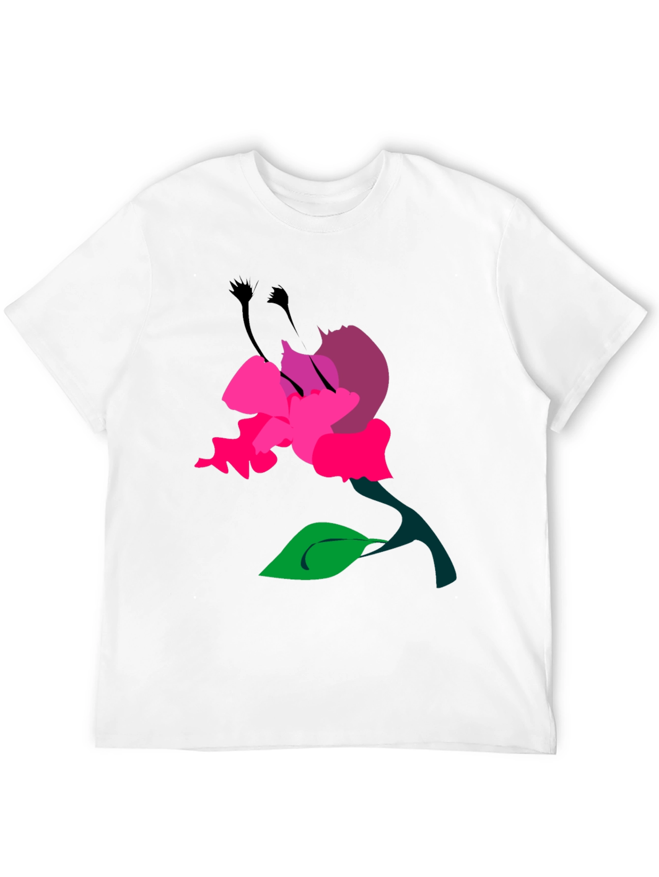 Floral Graphic Print Mens Black T-Shirt