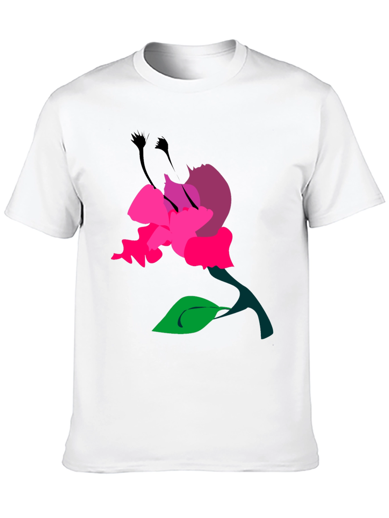 Floral Graphic Print Mens Black T-Shirt
