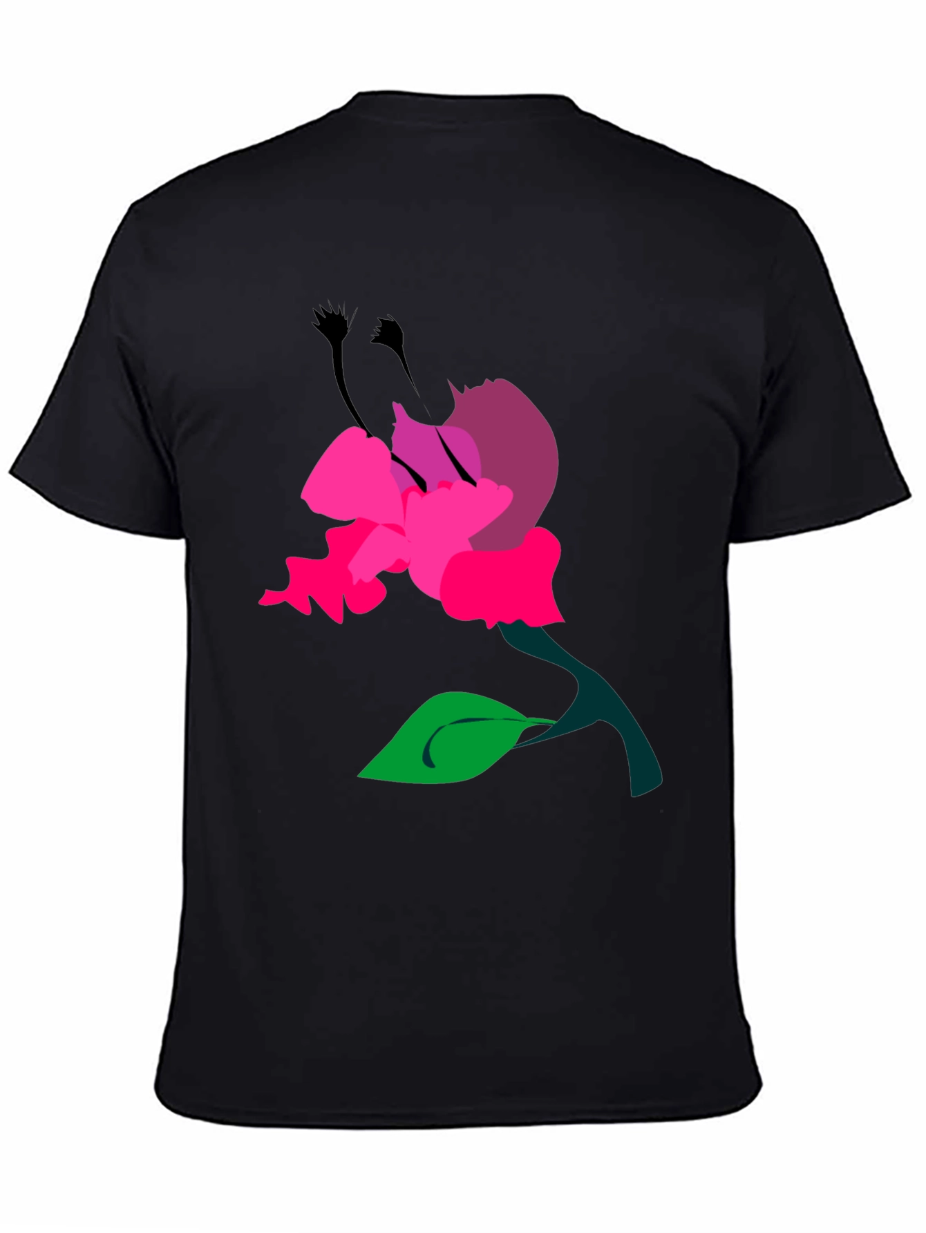 Floral Graphic Print Mens Black T-Shirt