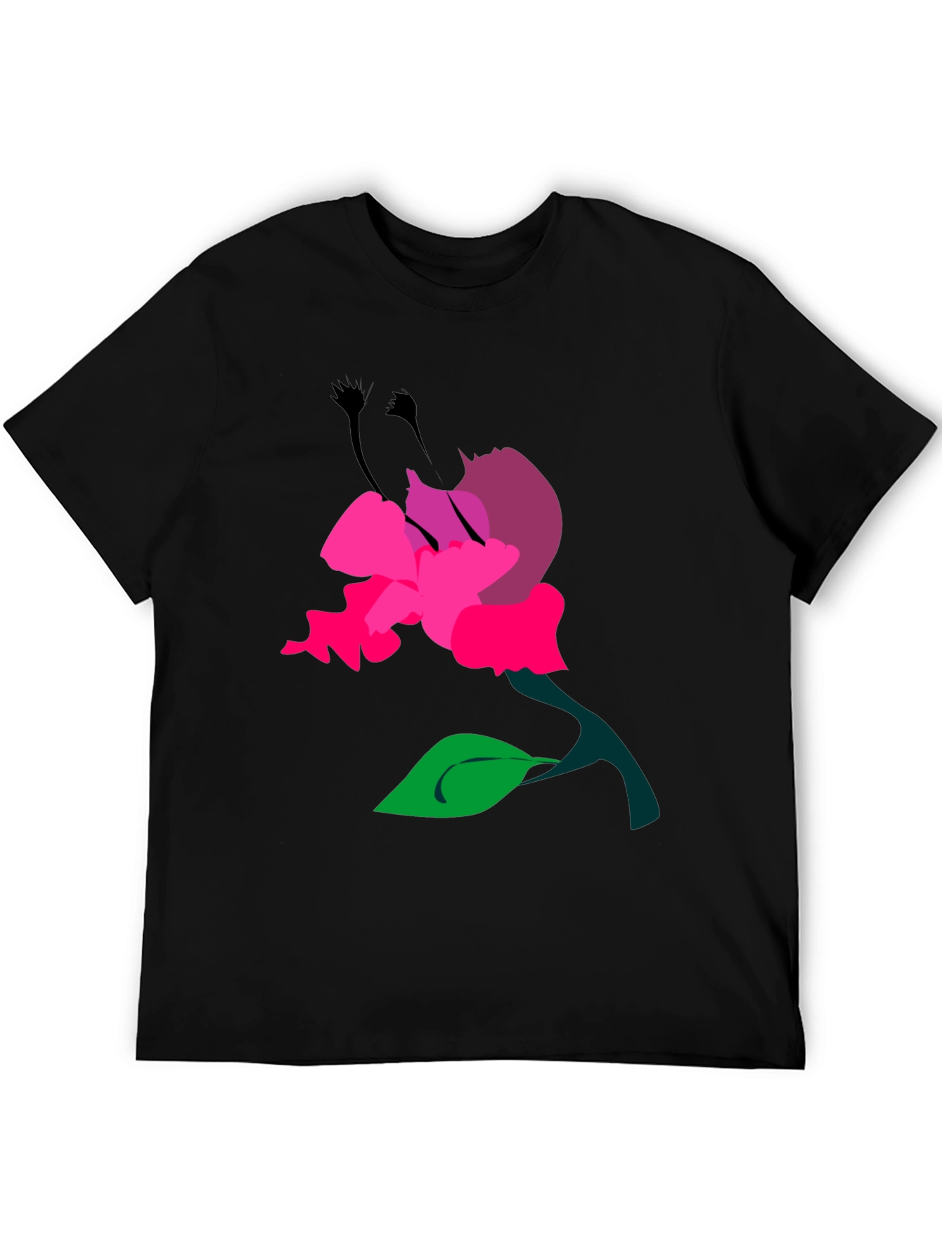 Floral Graphic Print Mens Black T-Shirt