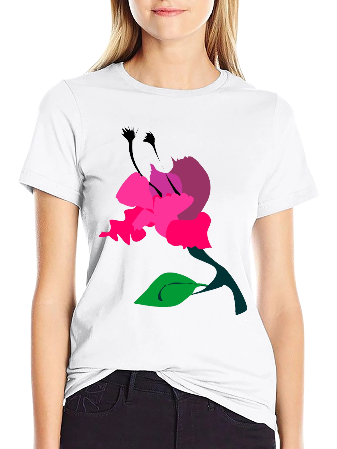 Floral Graphic Print Mens Black T-Shirt