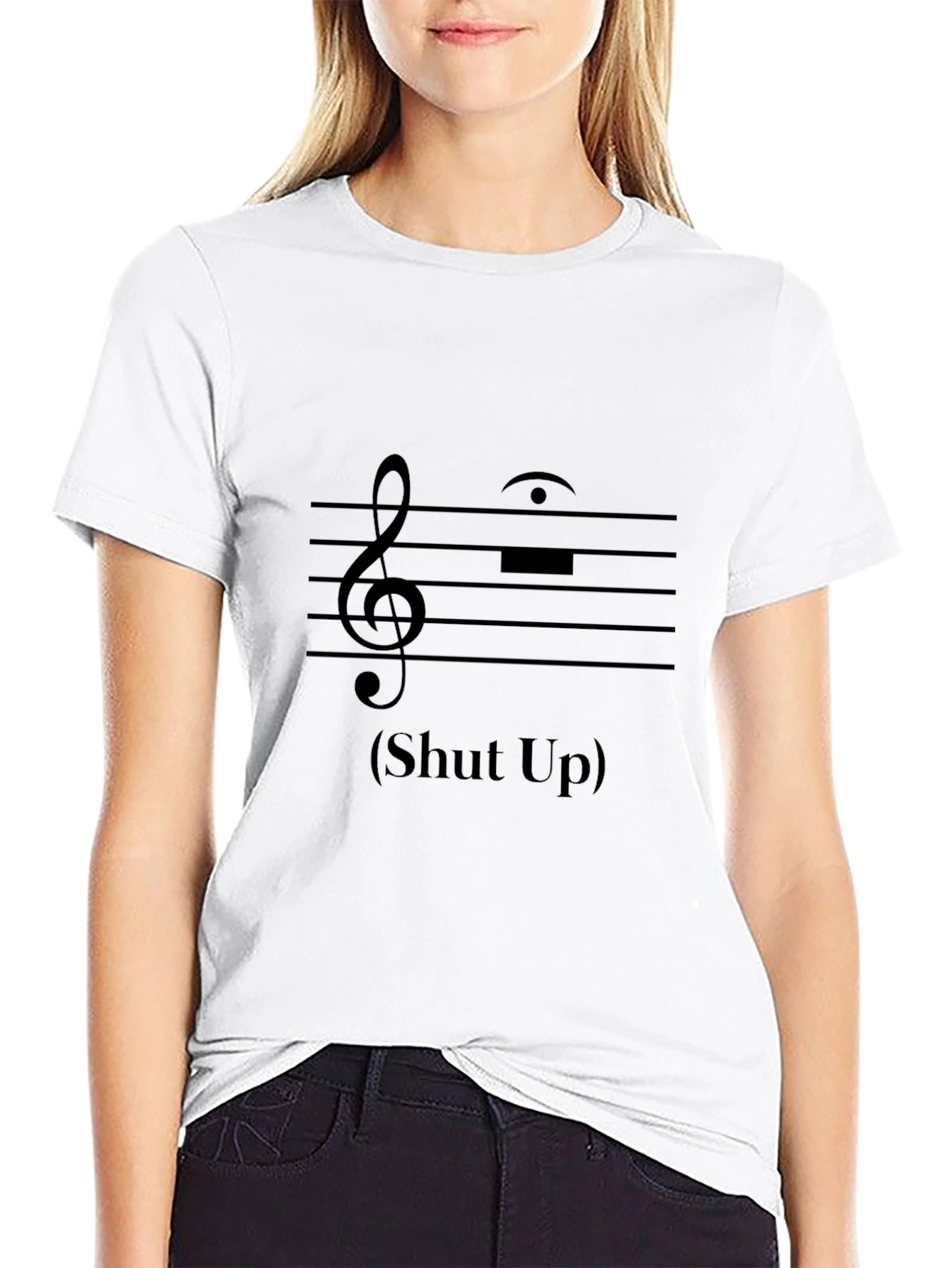 Humorous Musical Rest Black T-Shirt