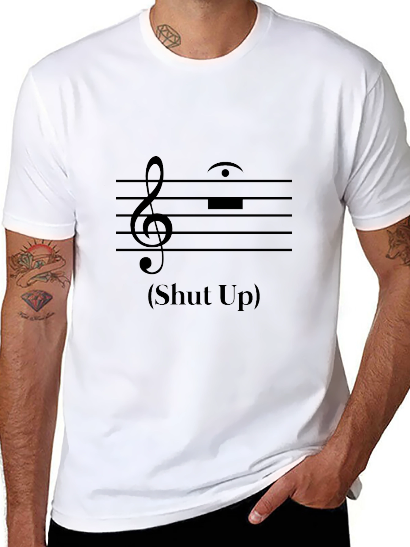 Humorous Musical Rest Black T-Shirt